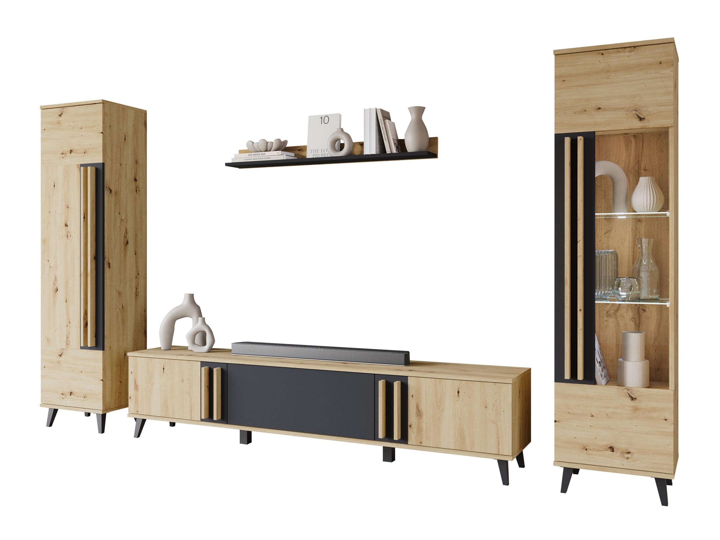 Living room set Facetor II (Artisan oak + Graphite)