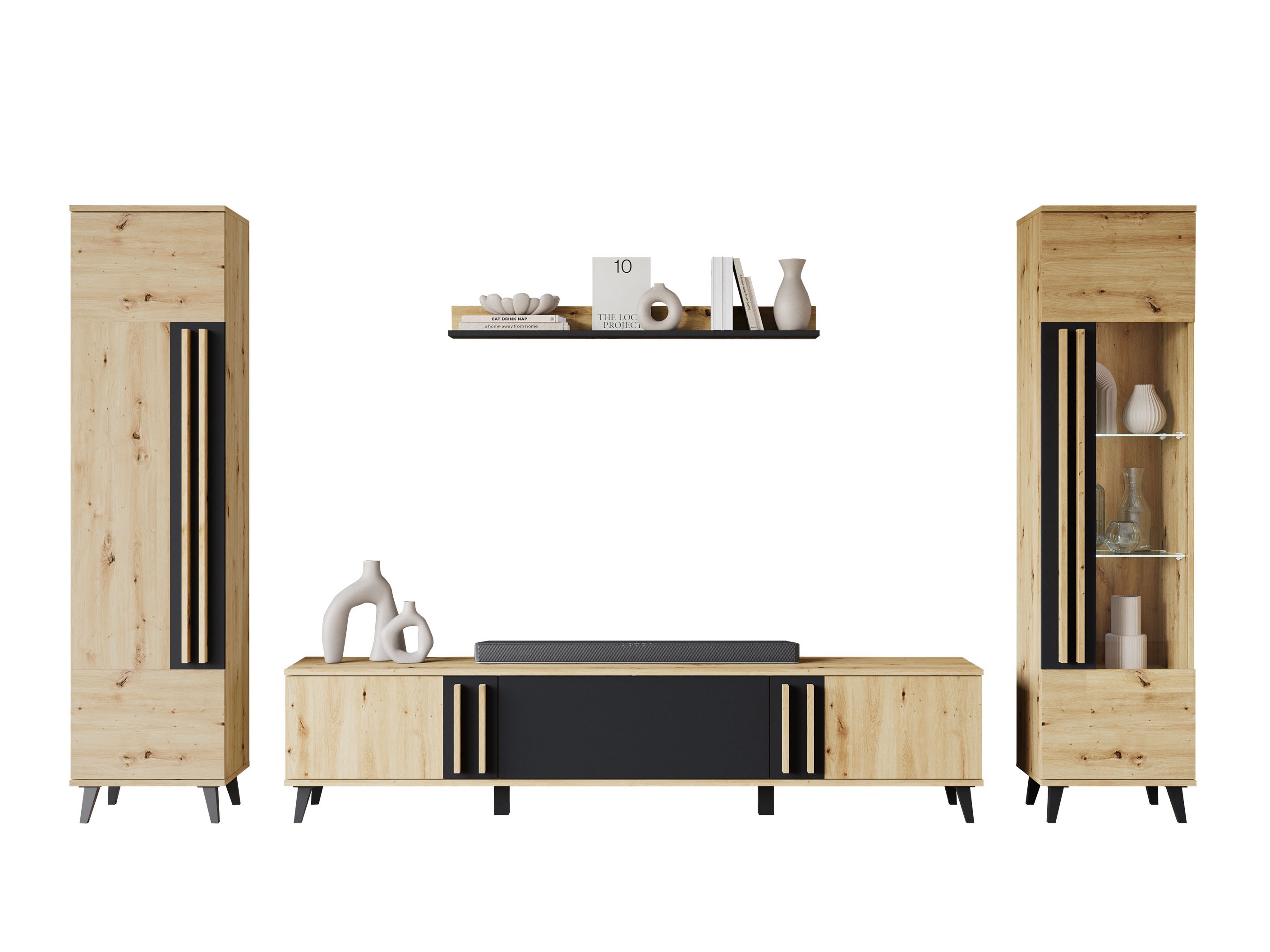 Living room set Facetor II (Artisan oak + Graphite)