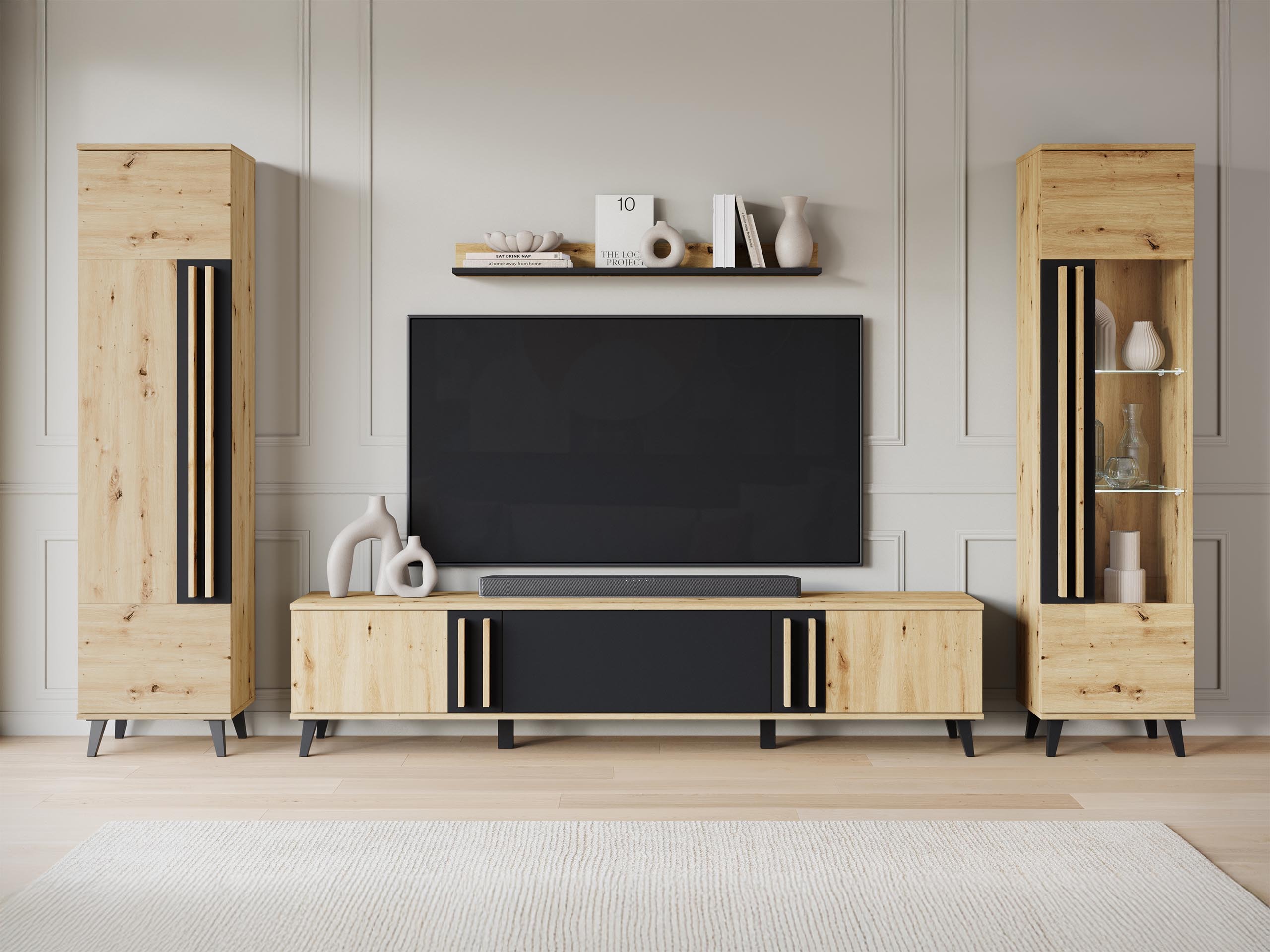 Living room set Facetor II (Artisan oak + Graphite)