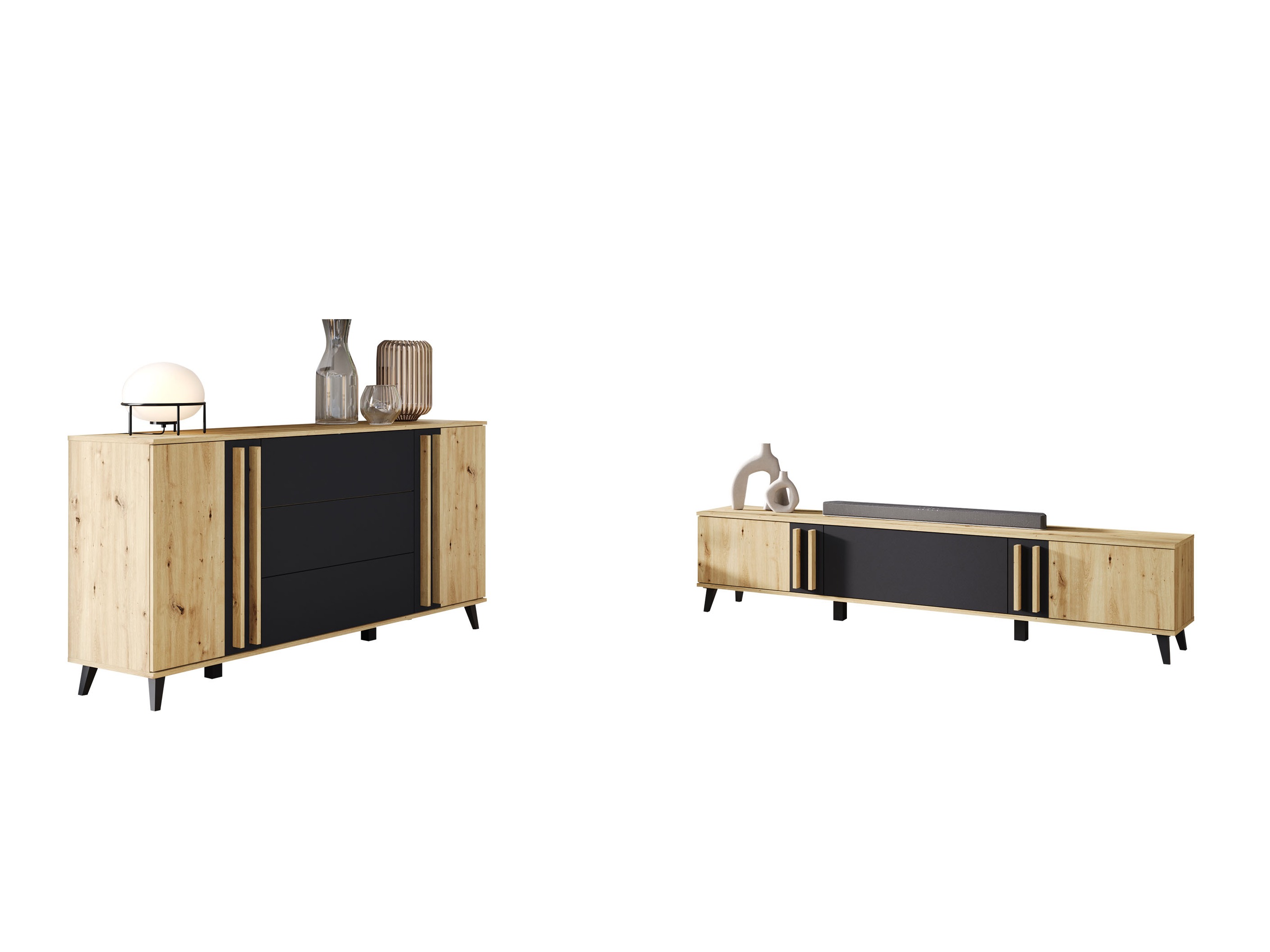 Living room set Facetor III (Artisan oak + Graphite)