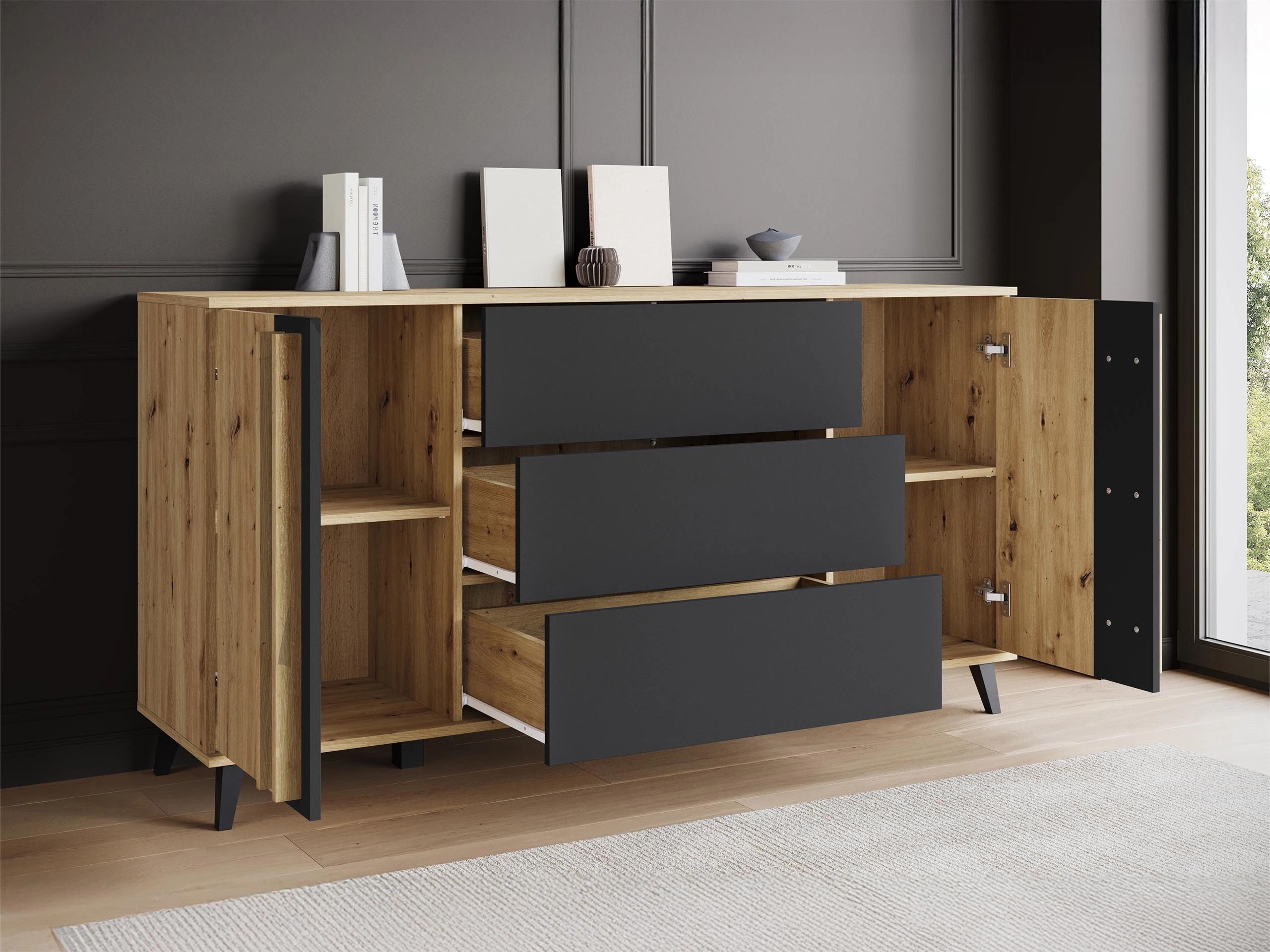 Living room set Facetor IV (Artisan oak + Graphite)