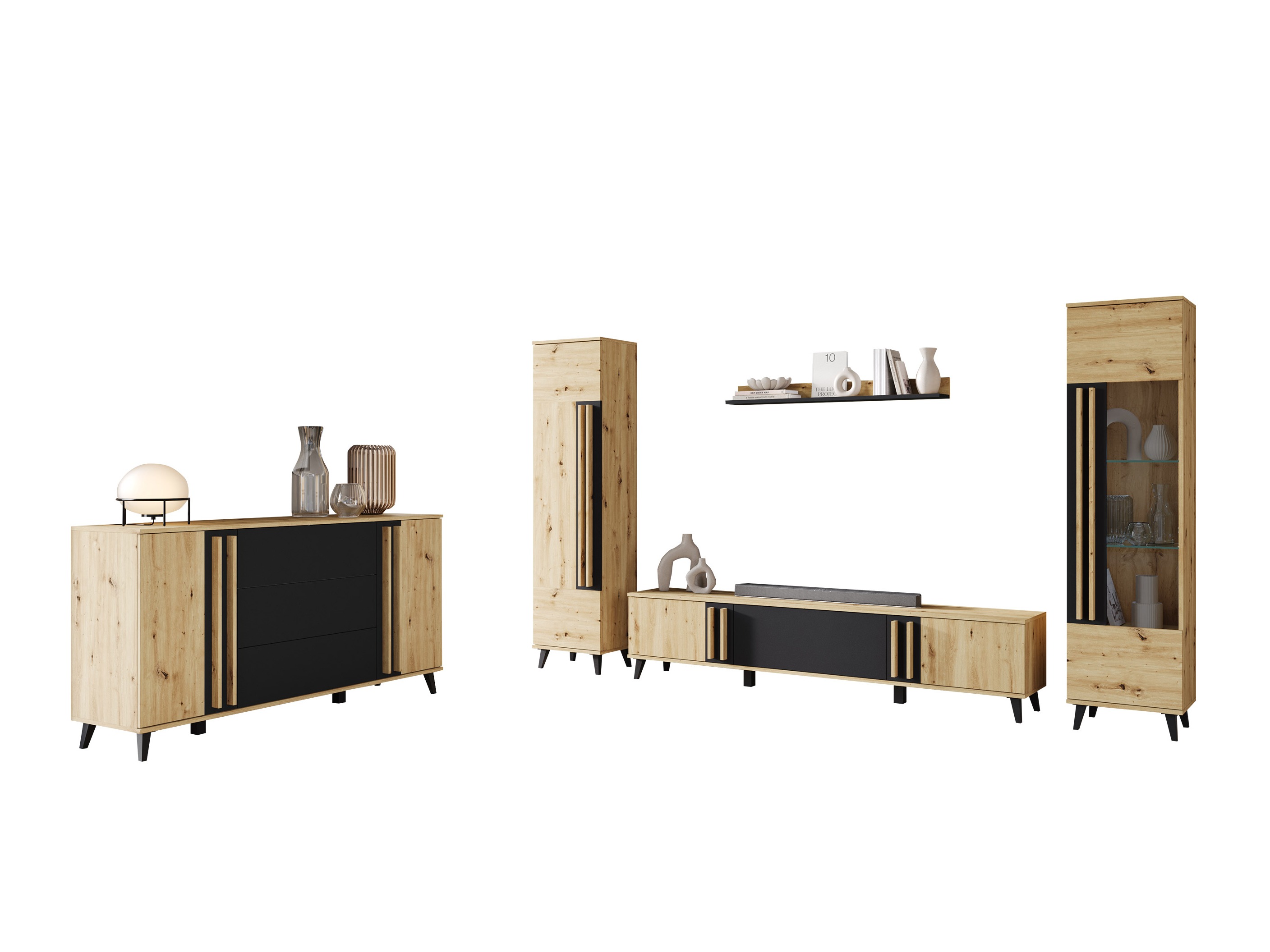 Living room set Facetor IV (Artisan oak + Graphite)