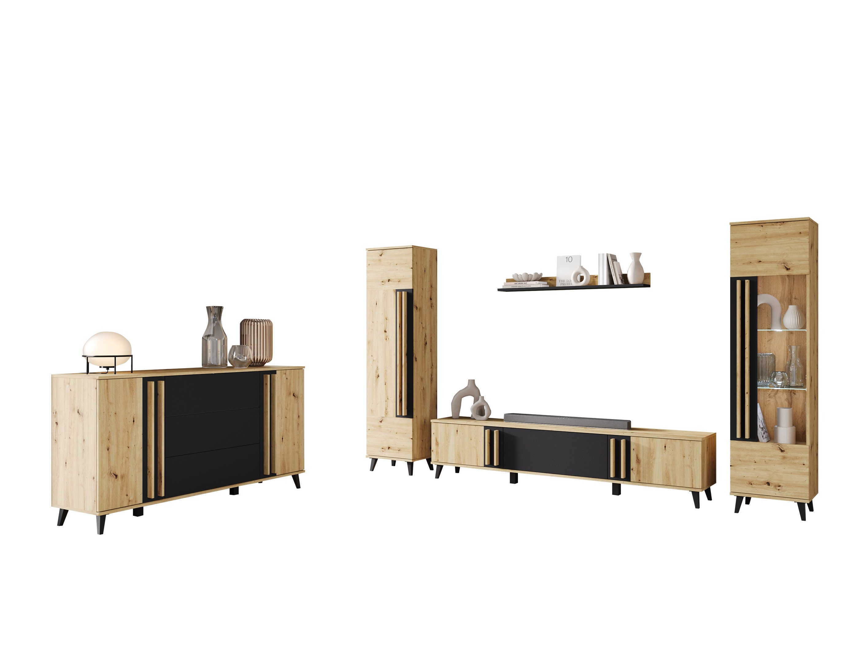 Living room set Facetor IV (Artisan oak + Graphite)