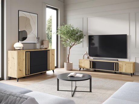 Living room set Temora 104 (Artisan oak + Graphite)
