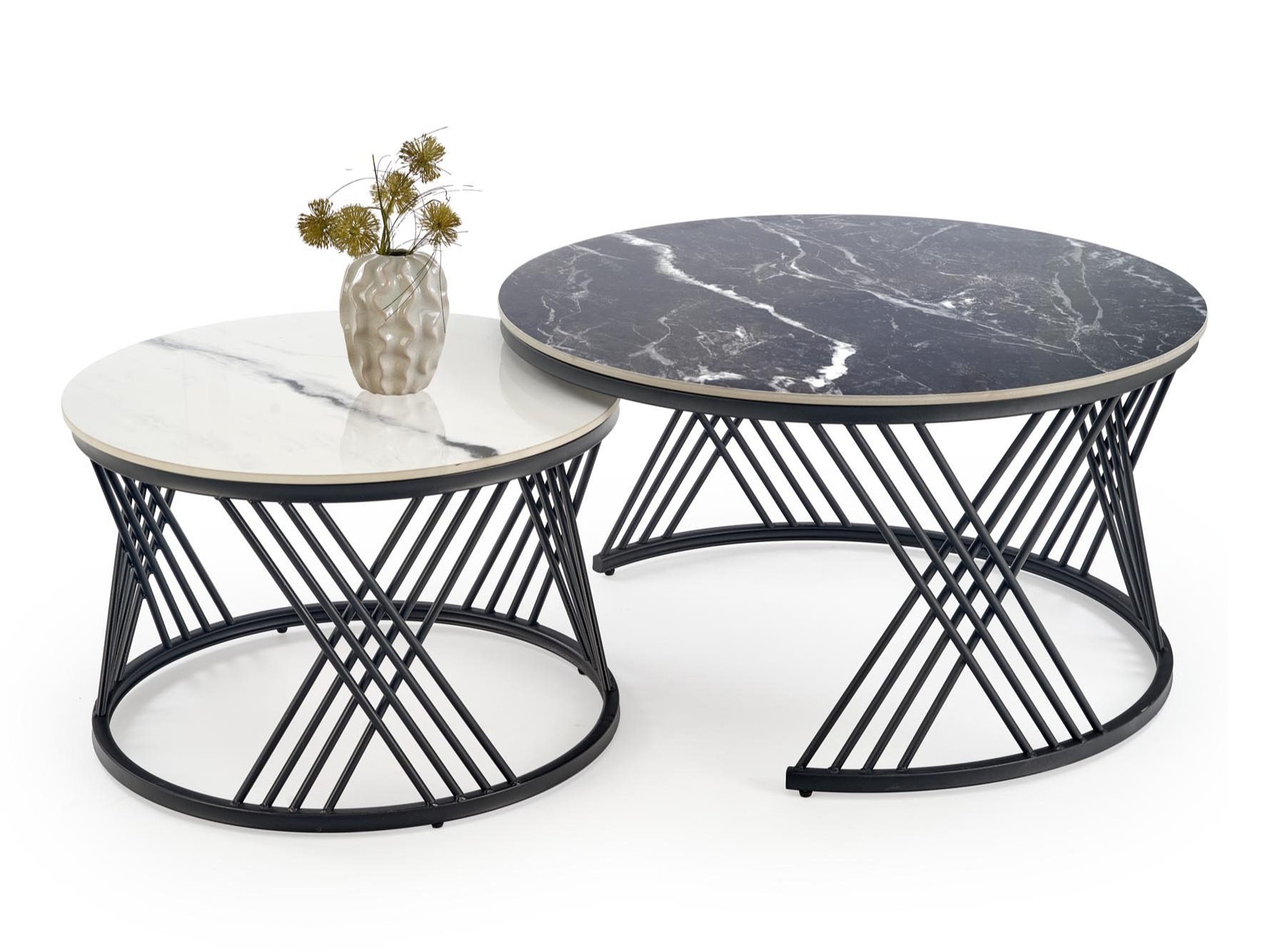 Nest of coffee tables Houston Acetum (White marble + Black marble)