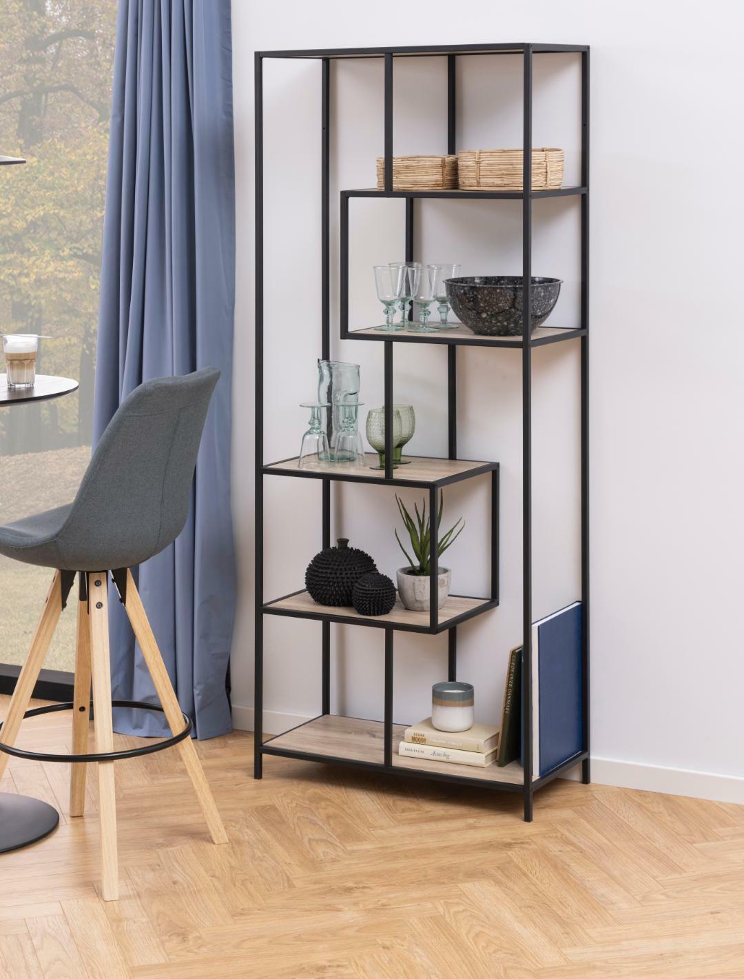 Bookcase Norsica Sevferi 104 (Sonoma oak + Black)