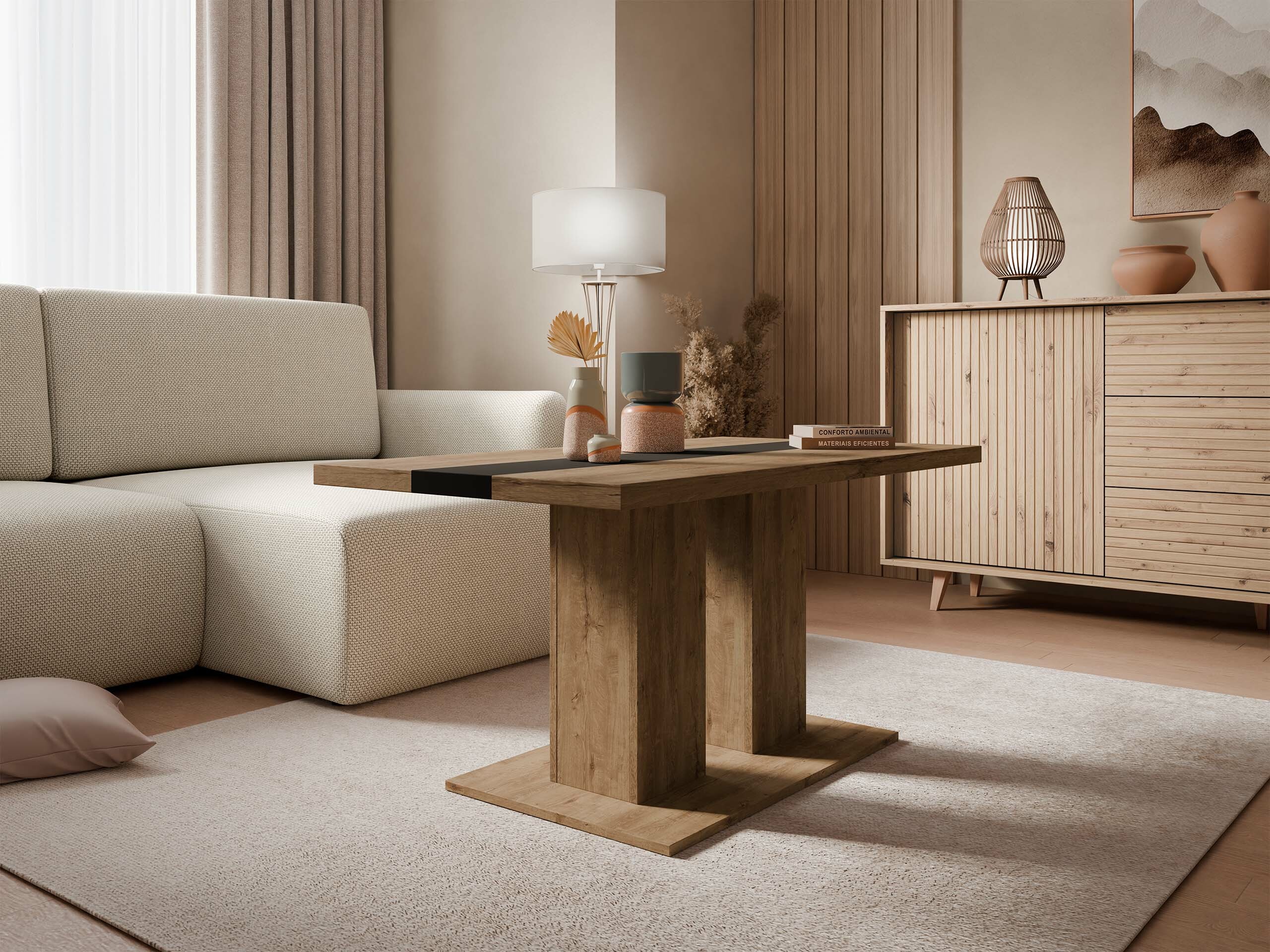 Coffee table Tucson 147 (Lefkas oak + Black)