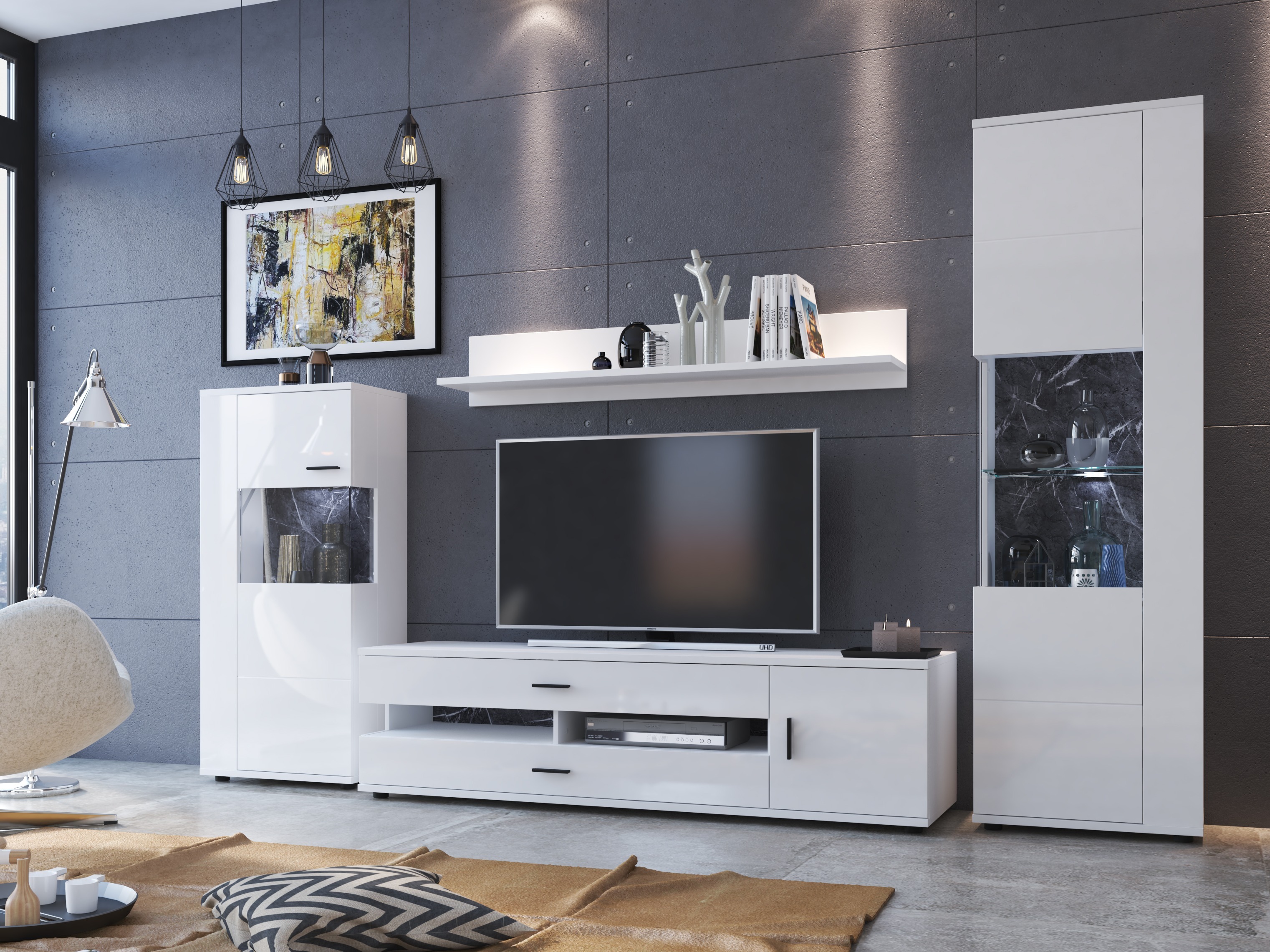 Living room set Ontario 161 (Glossy white + White)
