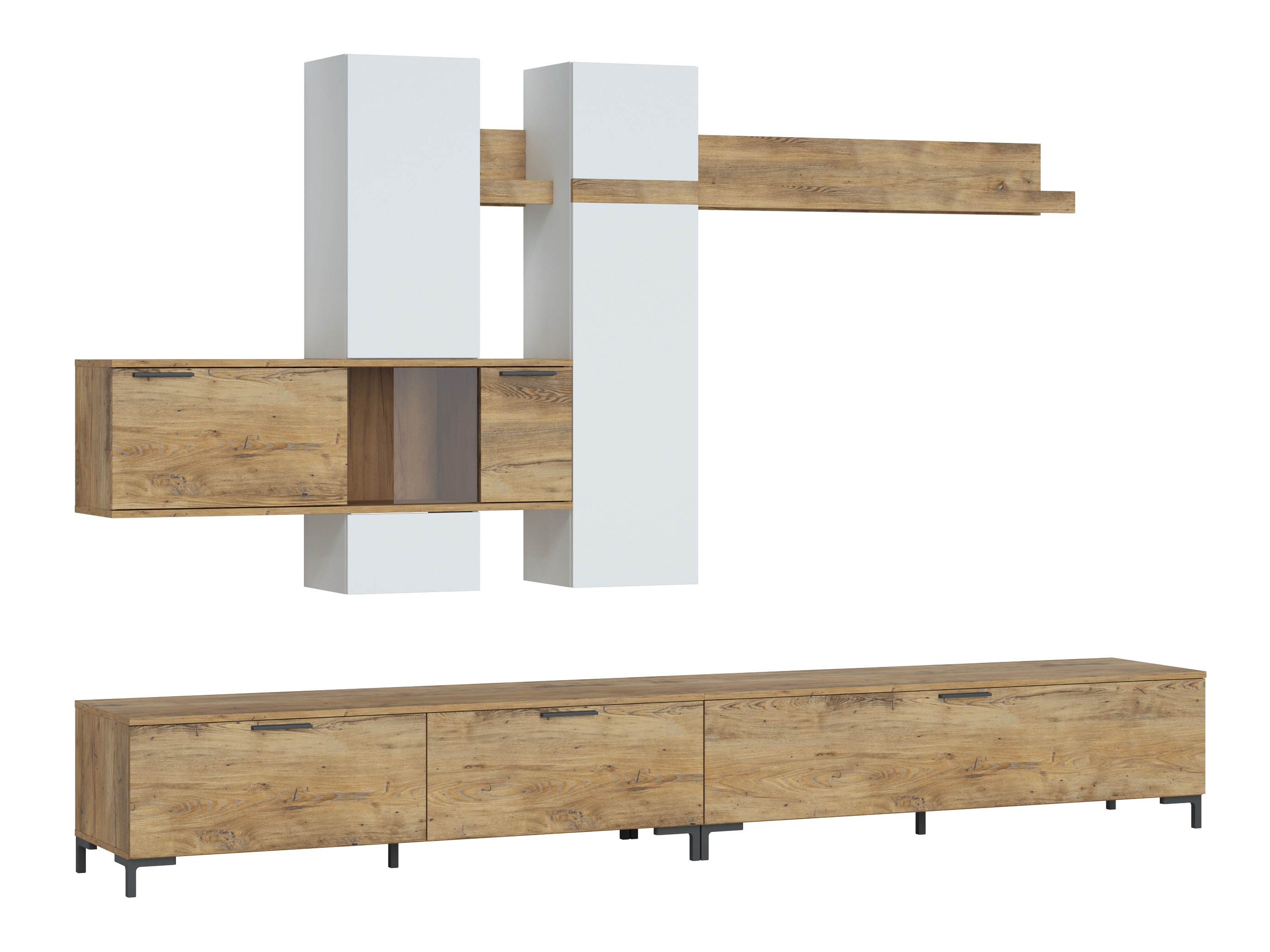 Living room set Salnola 105 (White + Chestnut)