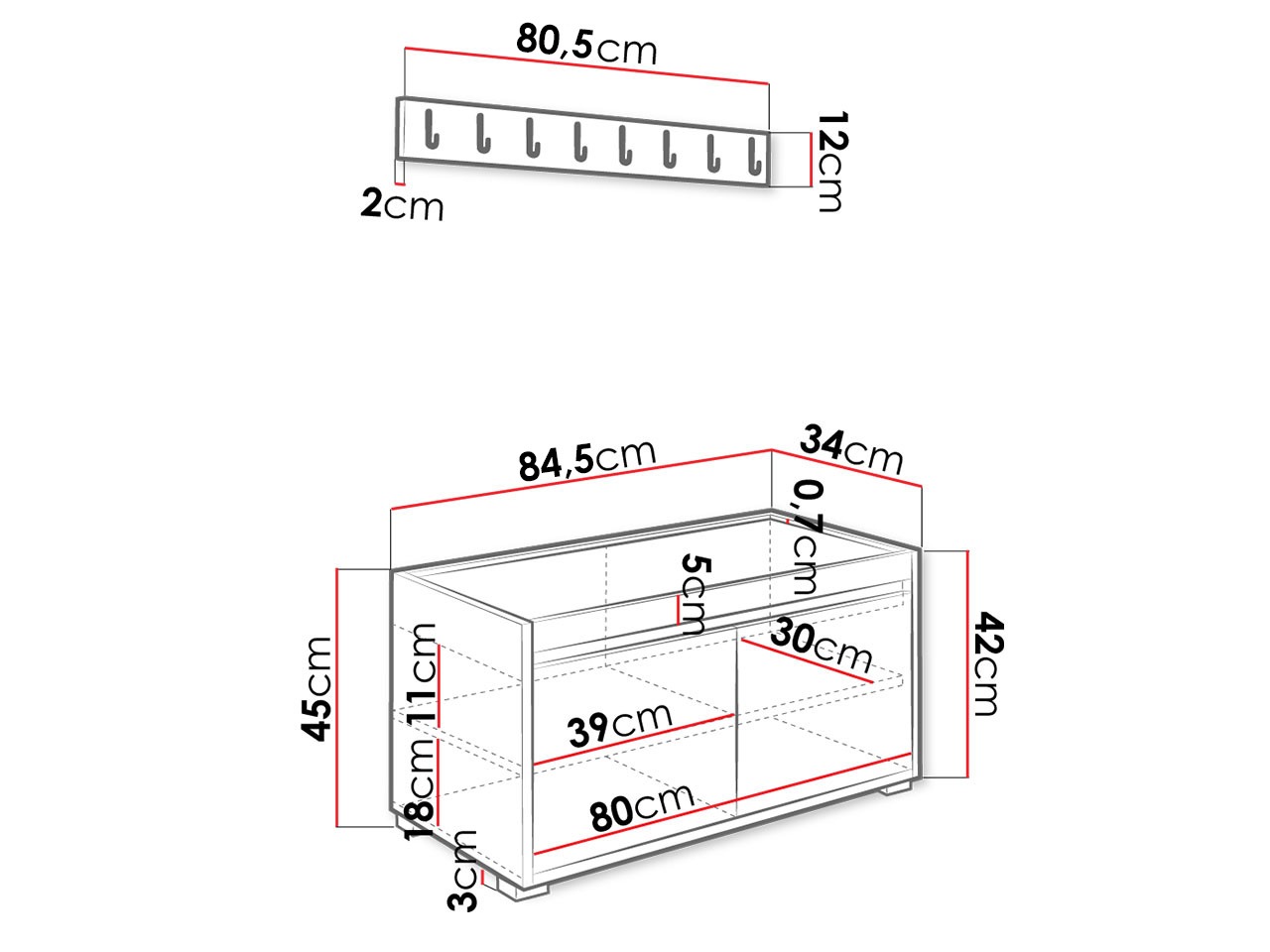 Hallway set Comfivo Pinus I (White + Abriamo 03)