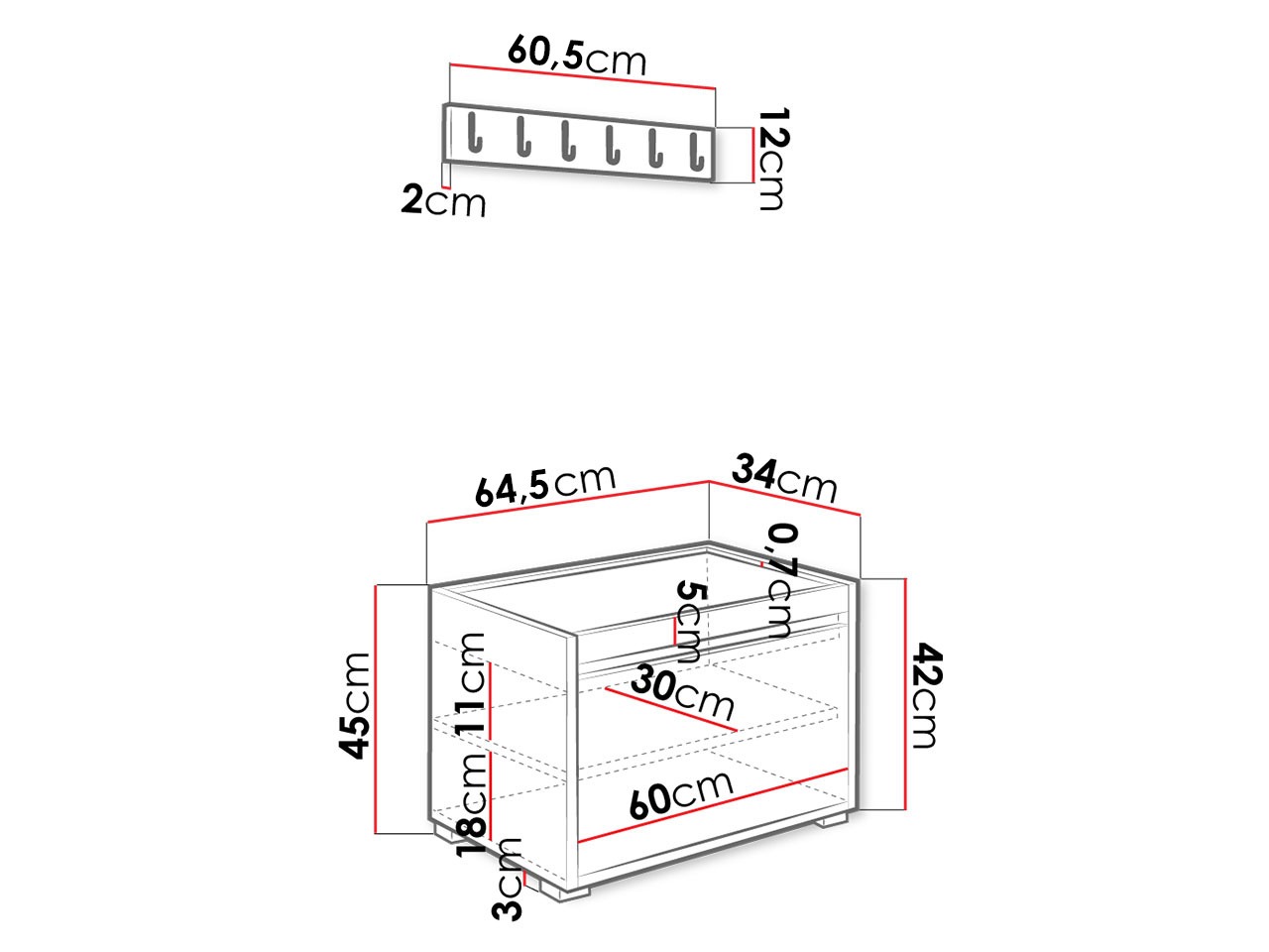 Hallway set Comfivo Pinus V (White + Abriamo 06)