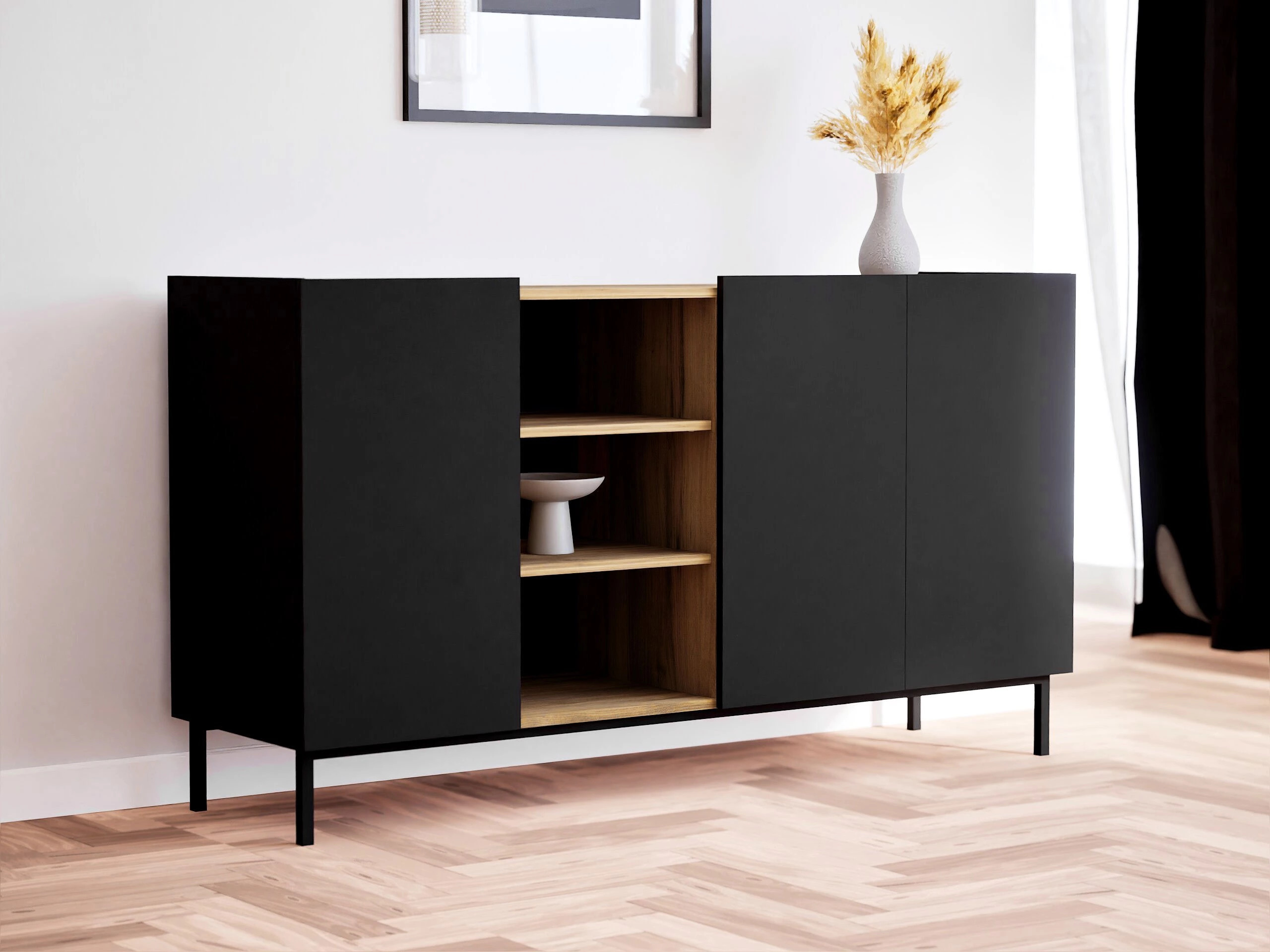 Sideboard Veldome 100 (Black + Light brown)