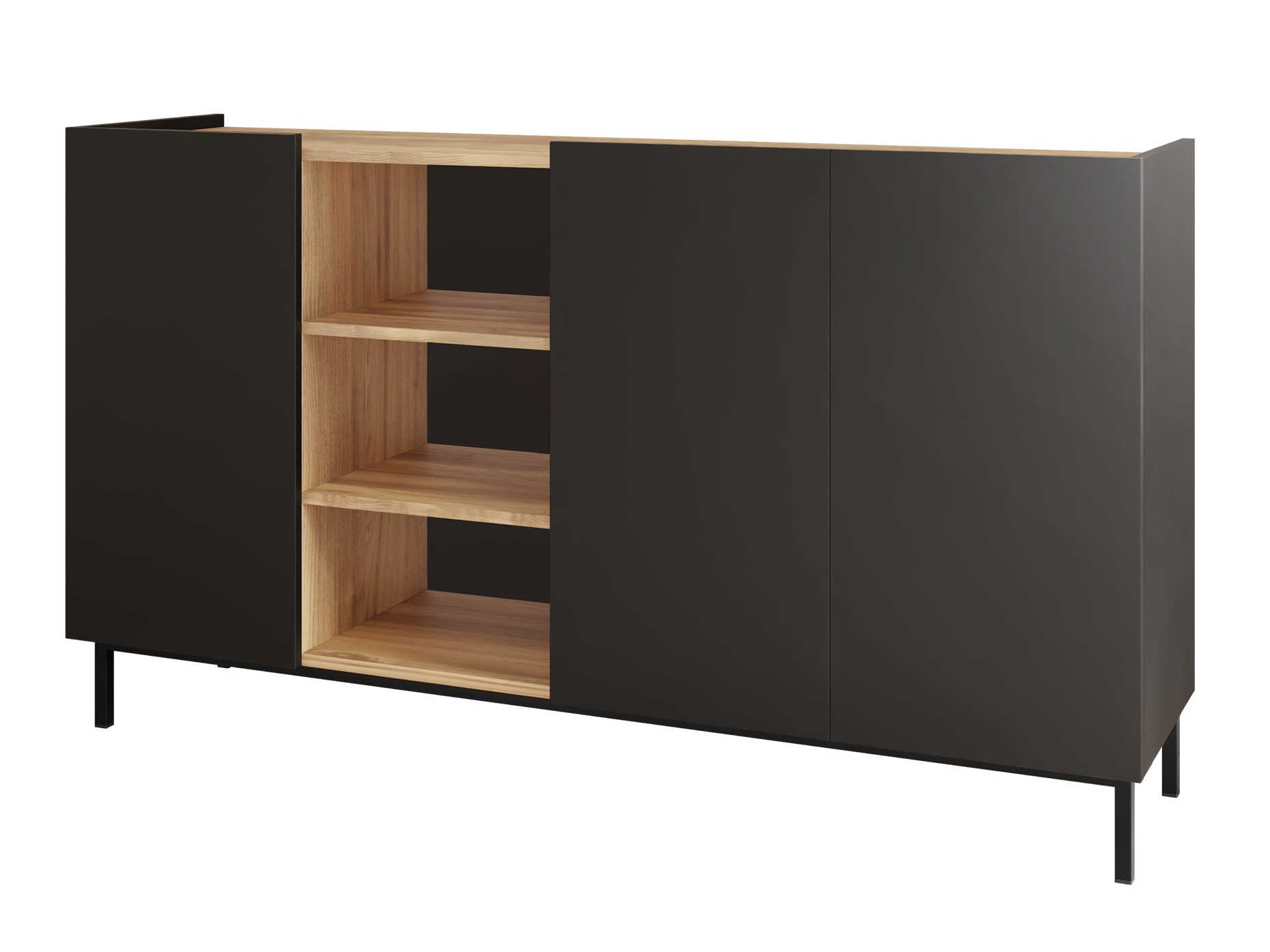 Sideboard Veldome 100 (Black + Light brown)