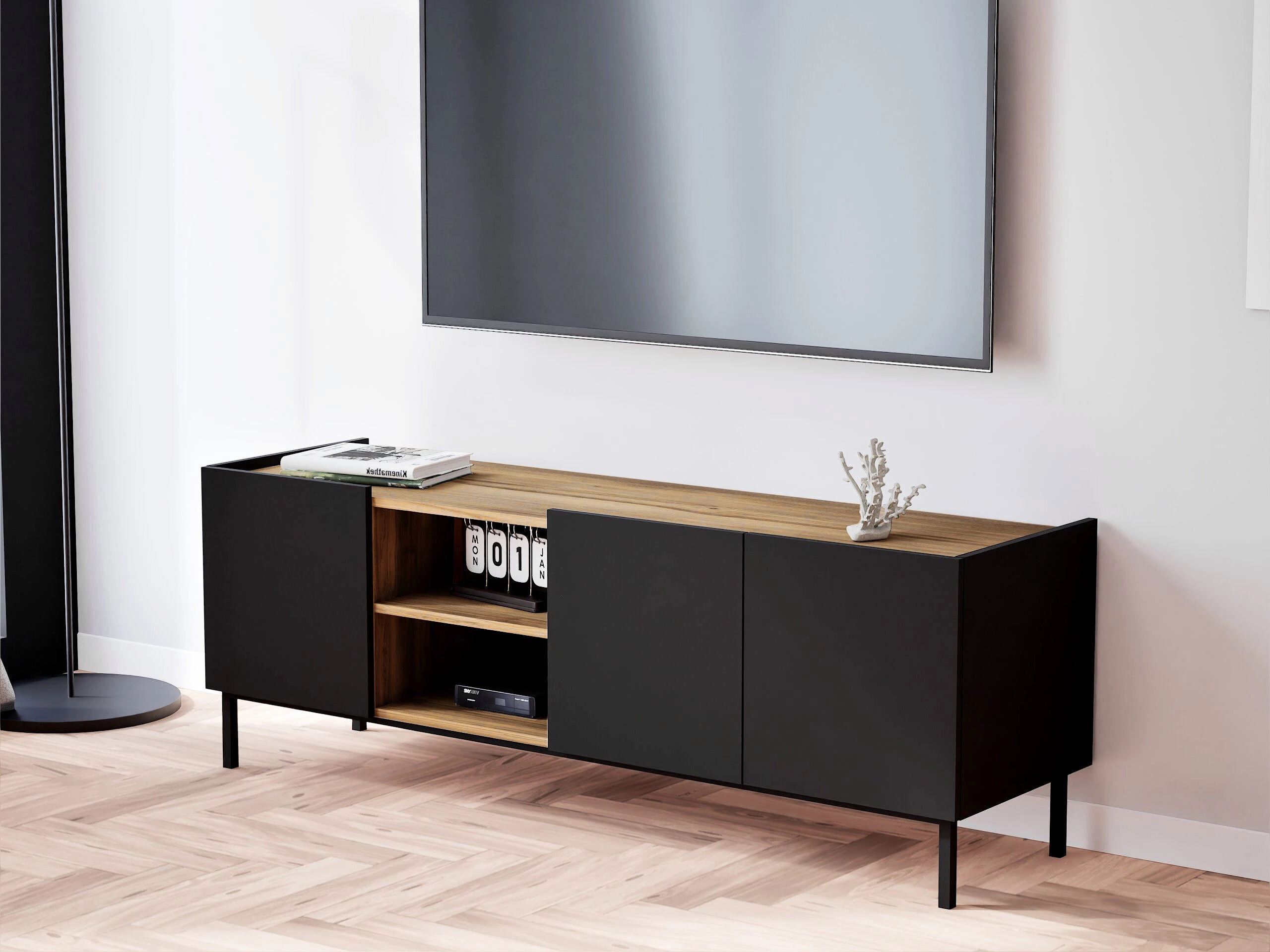 TV stand Veldome 102 (Black + Light brown)