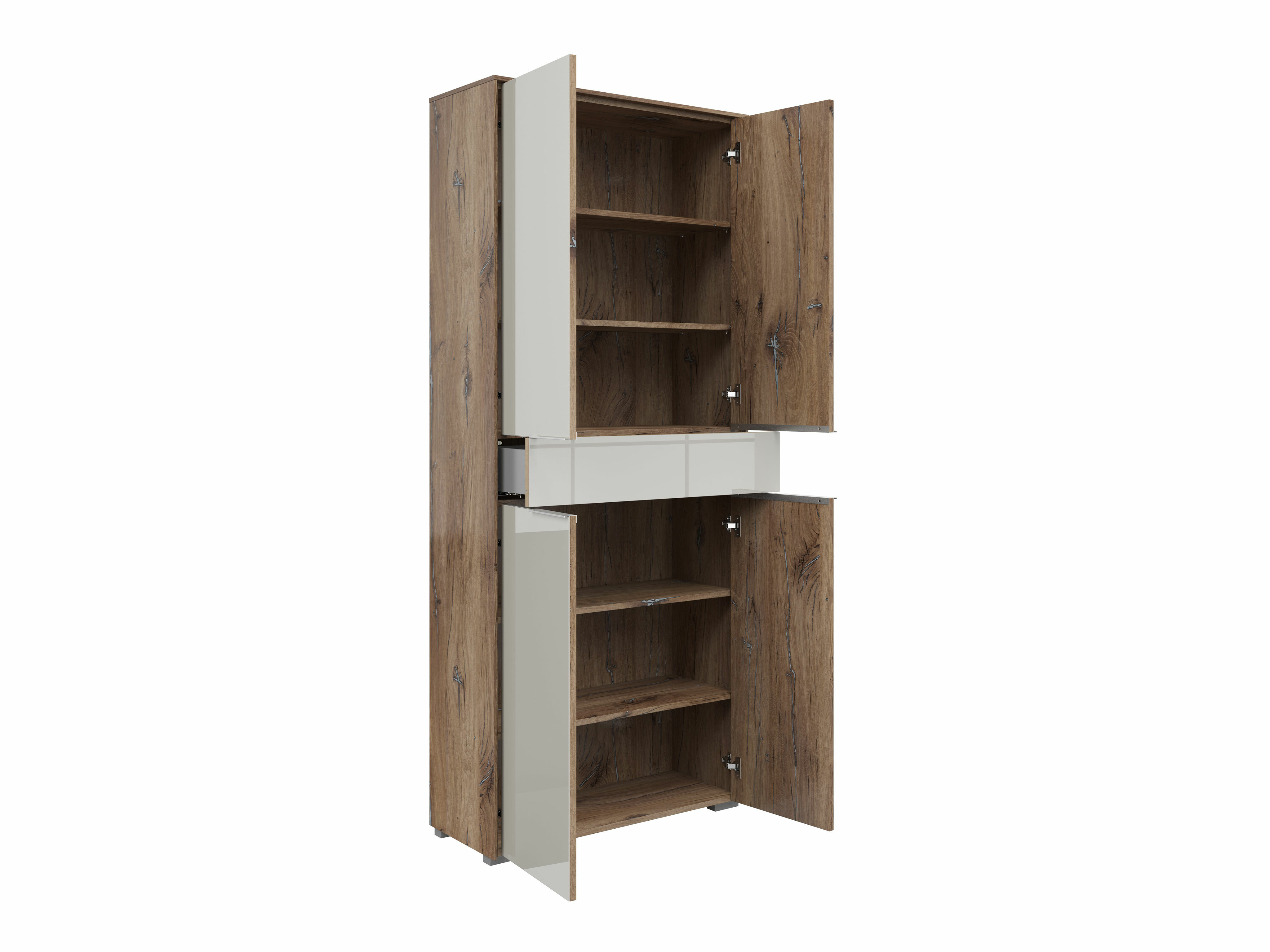 Bookcase Tentoru 106 (Glossy grey + Dark Flagstaf oak)