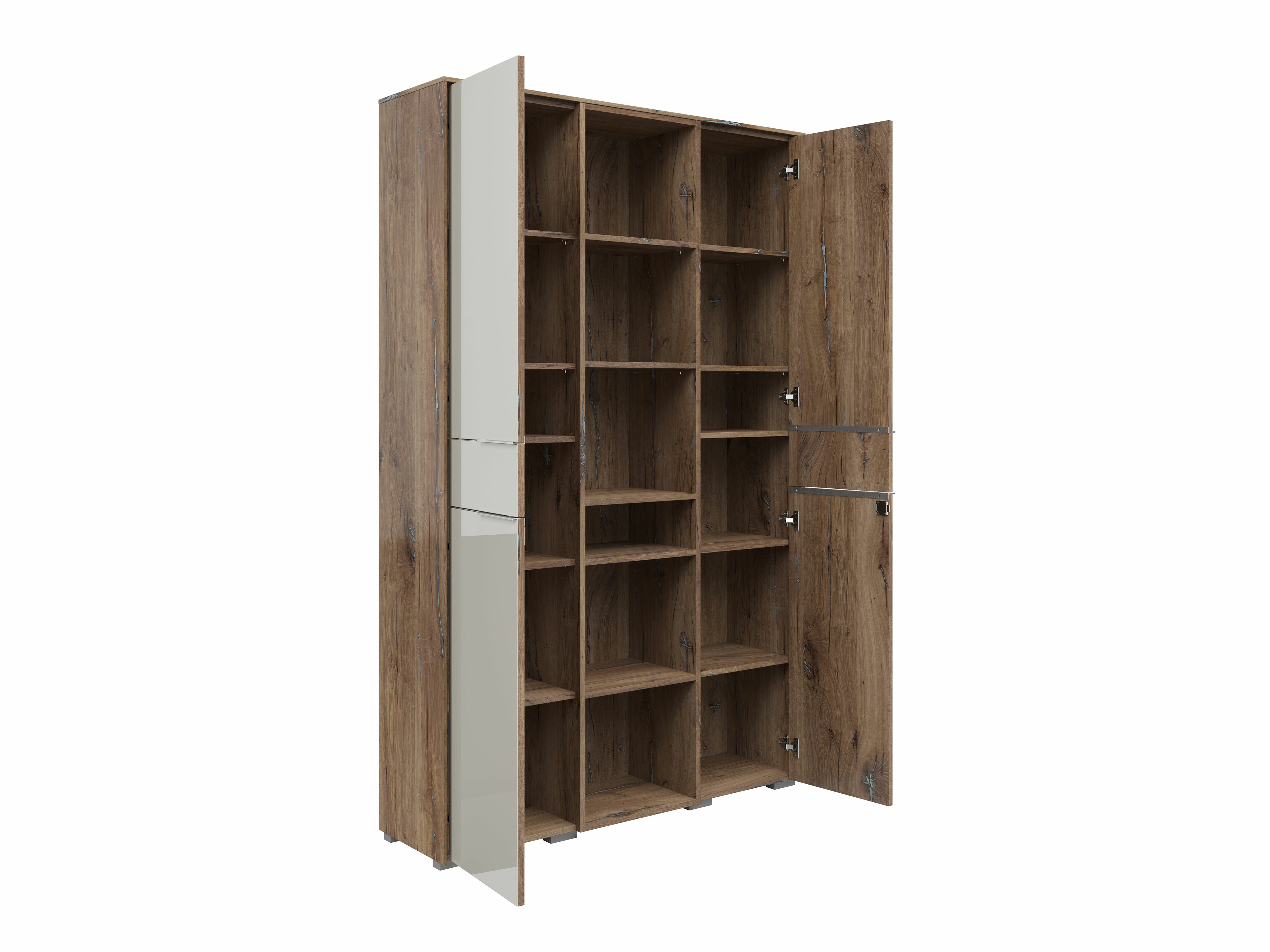 Bookcase Tentoru 107 (Glossy grey + Dark Flagstaf oak)