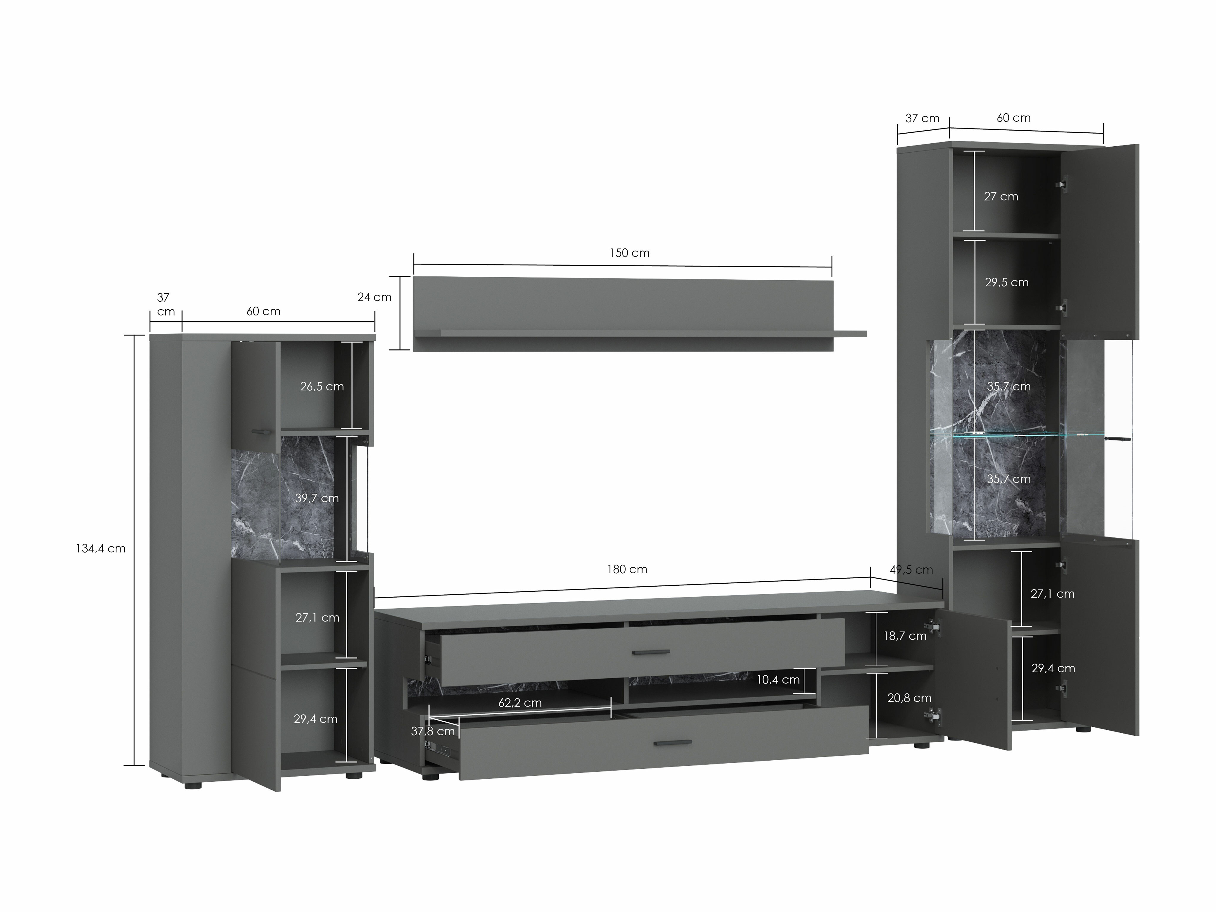 Living room set Ontario 161 (Graphite)