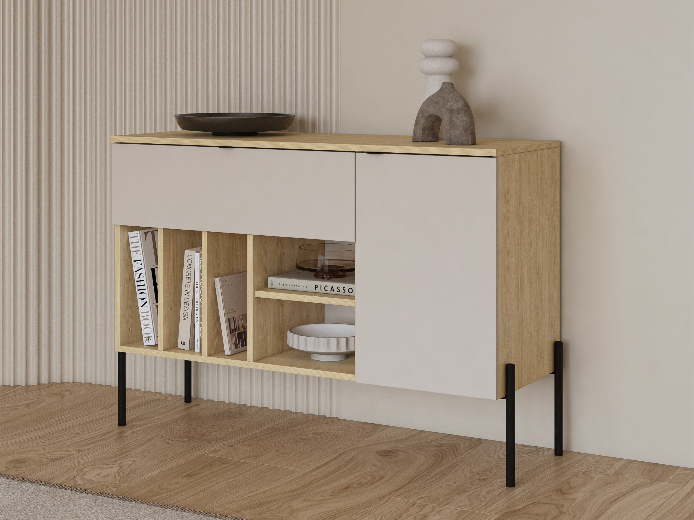 Chest of drawers Levtenu 112 (Oak + Cashmere)