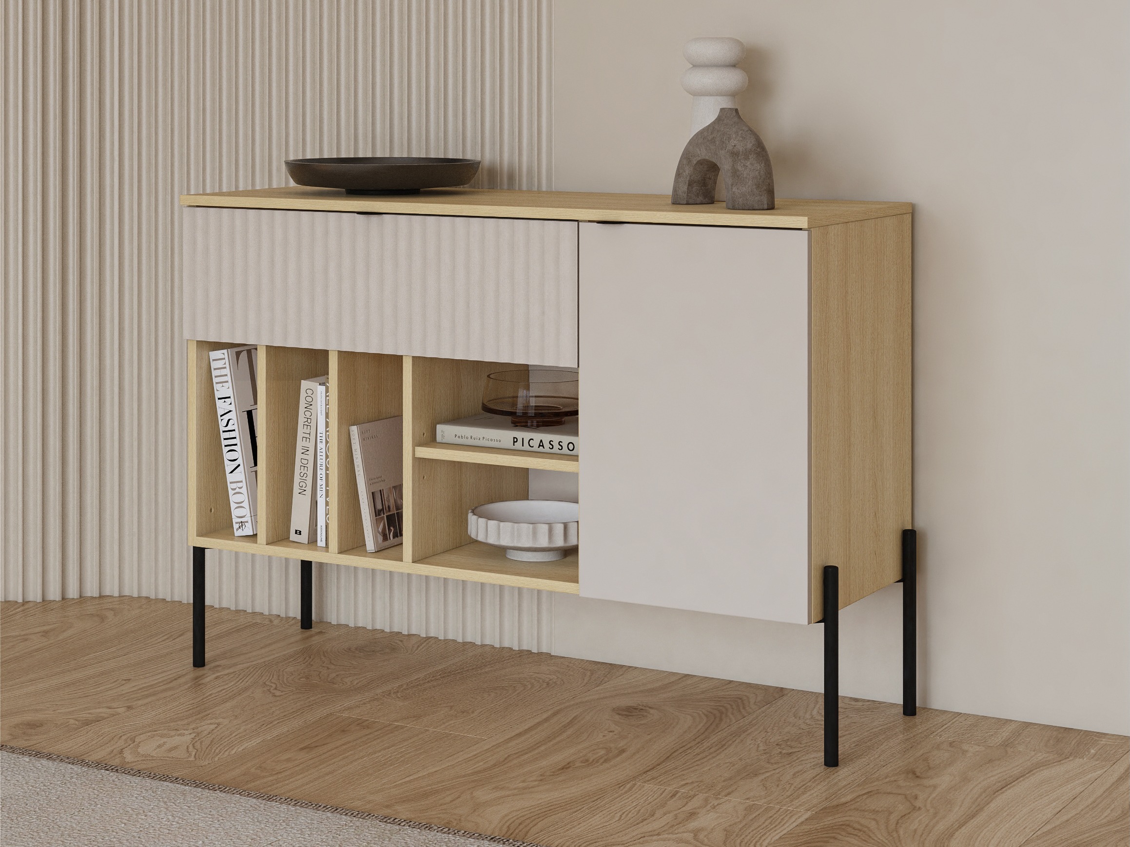 Chest of drawers Levtenu 113 (Oak + Cashmere)