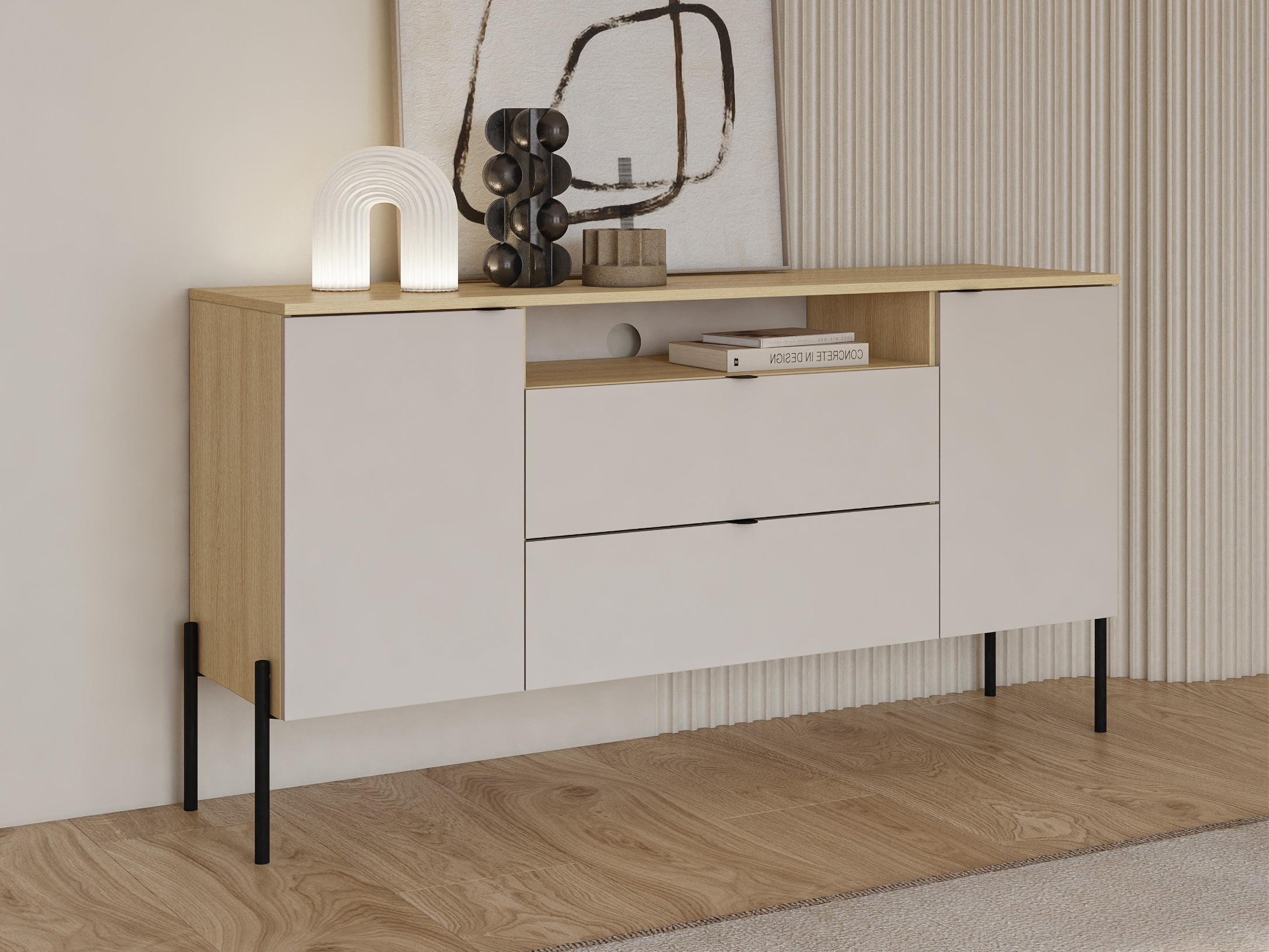 Chest of drawers Levtenu 114 (Oak + Cashmere)