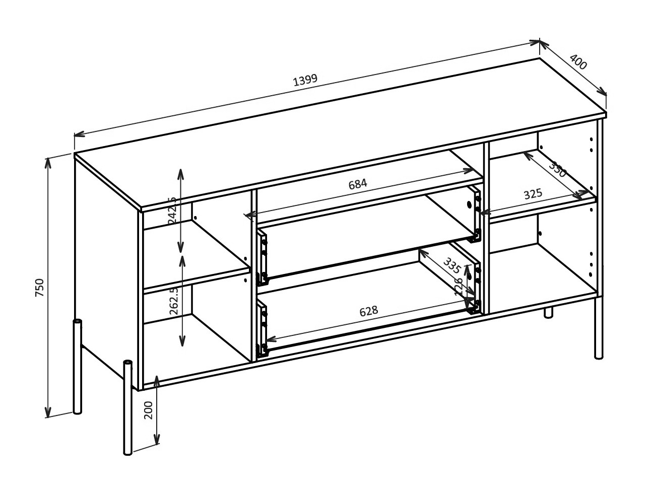 Chest of drawers Levtenu 114 (Oak + Cashmere)