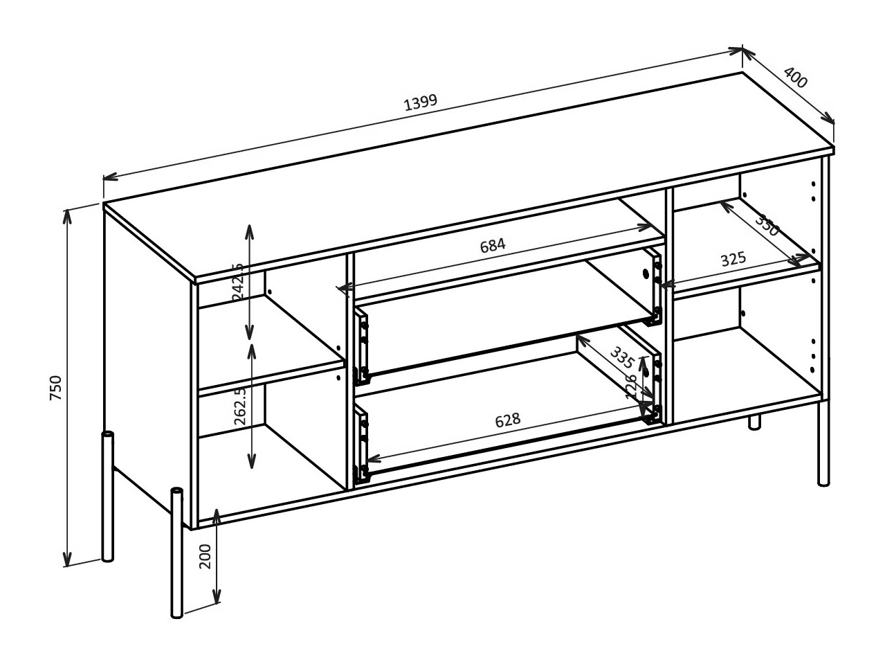Chest of drawers Levtenu 115 (Cashmere)