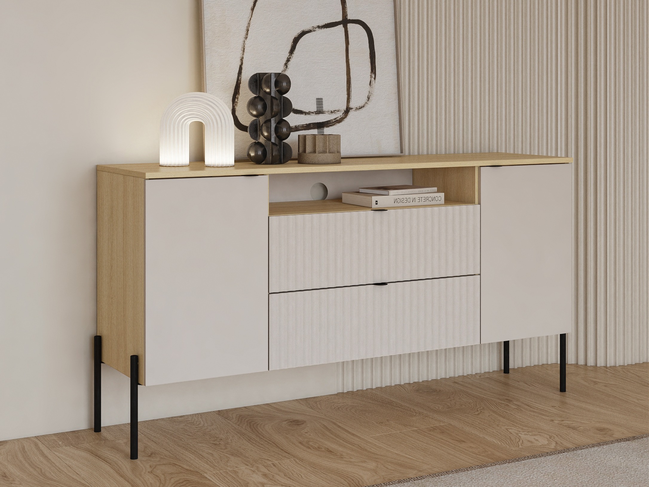Chest of drawers Levtenu 115 (Oak + Cashmere)