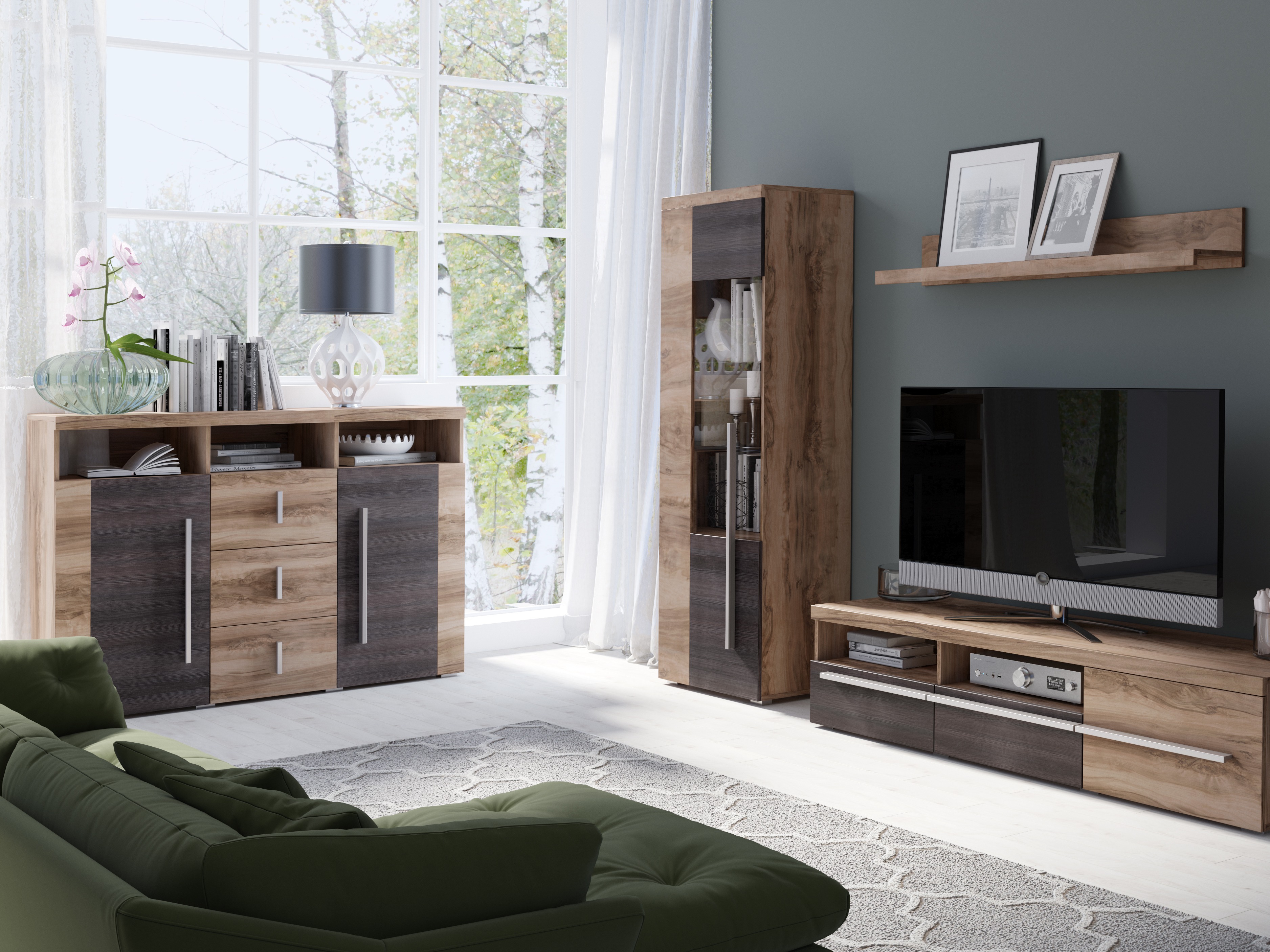 Chest of drawers Sorciro 100 (Nut + Dark oak)
