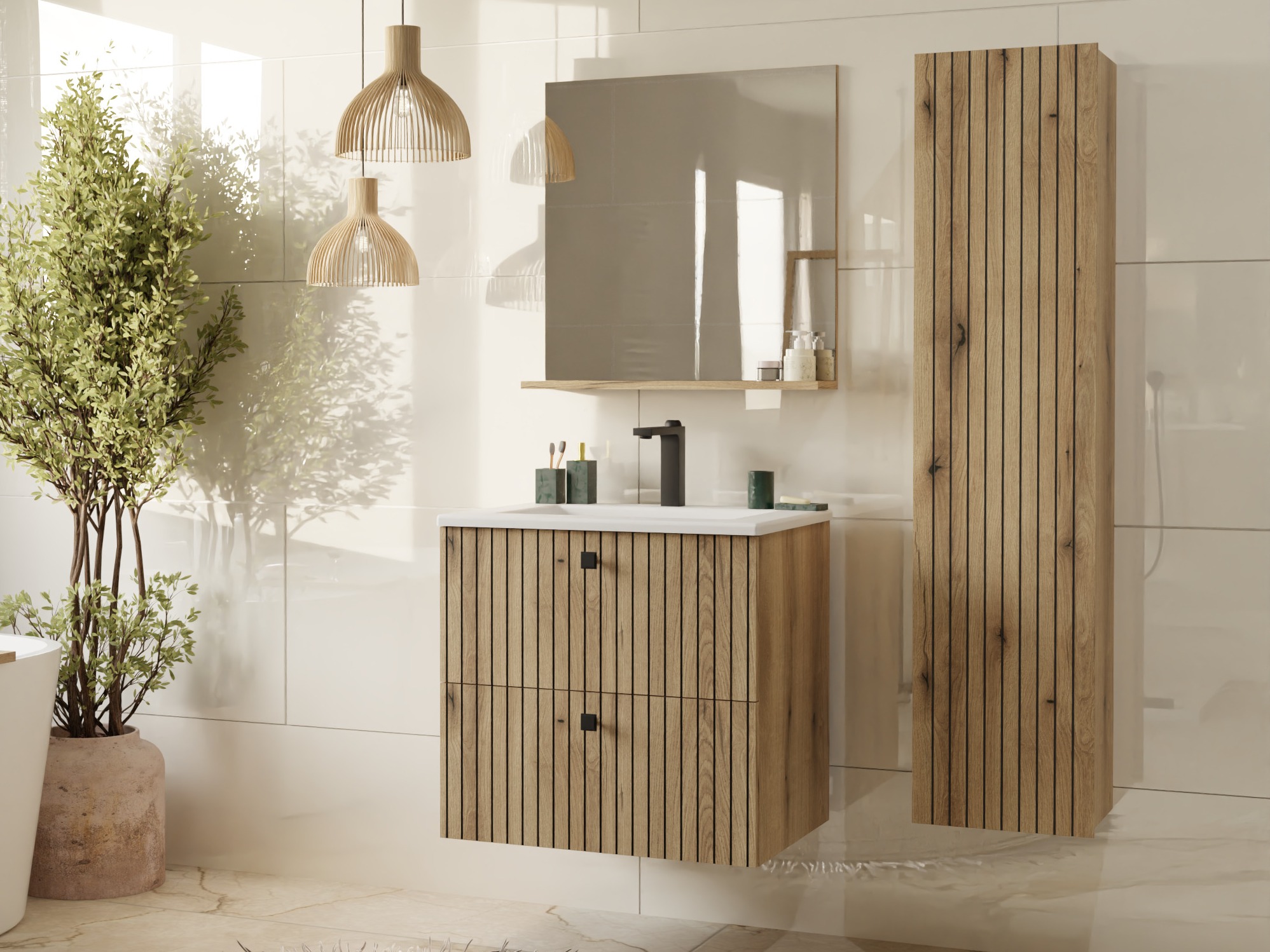Wall-mounted bathroom cabinet Mandeville 362 (Oak)
