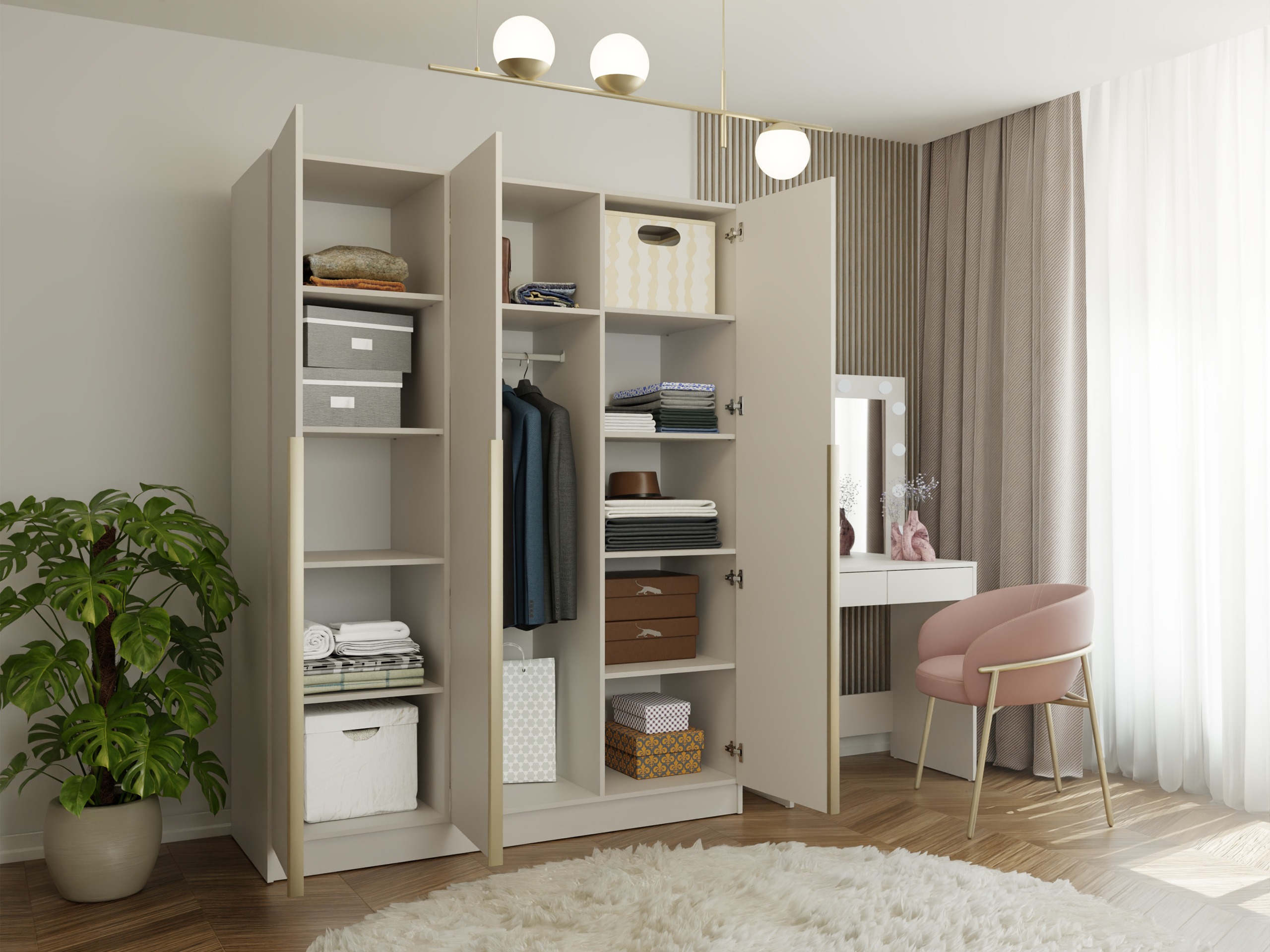 Wardrobe Mandeville 369 (Cashmere + Golden)