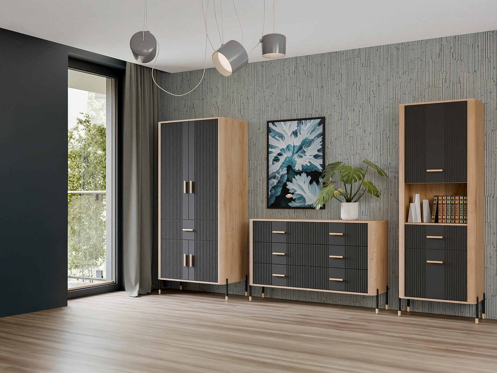 Wardrobe Flosora 133 (Anthracite)