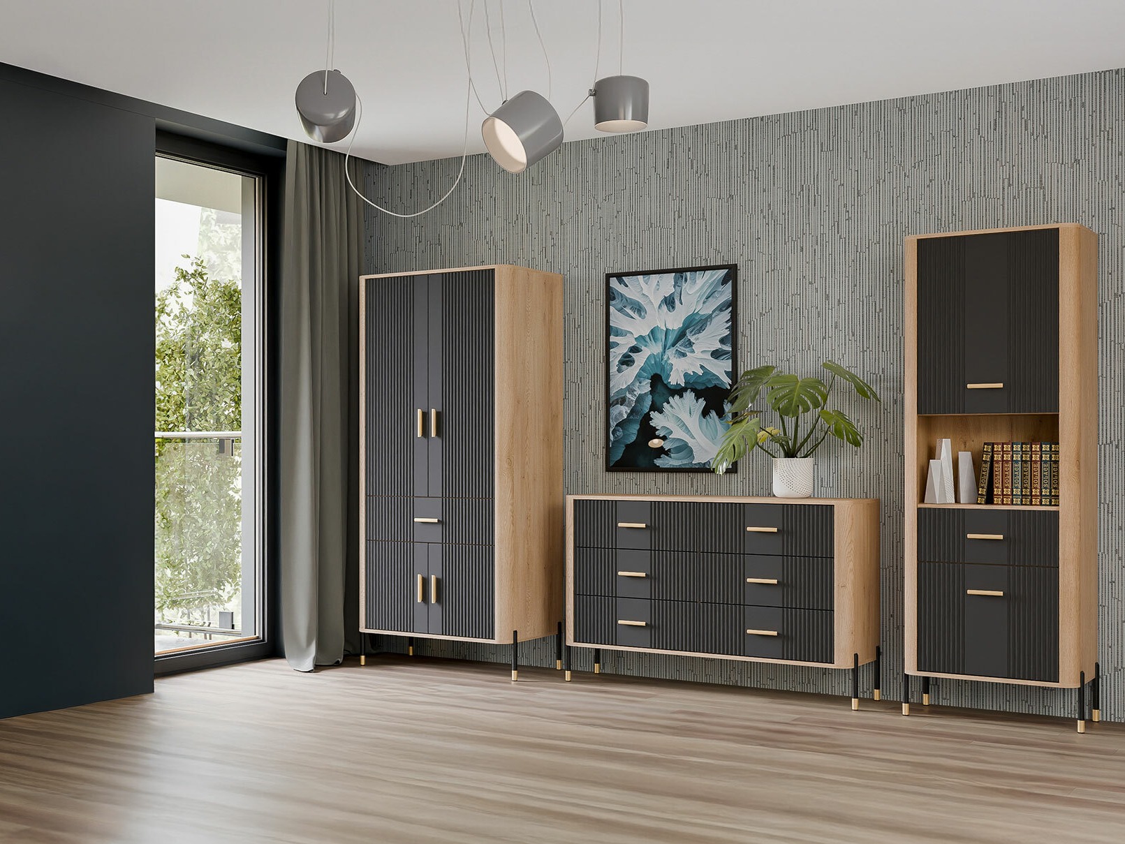 Living room set Flosora 149 (Anthracite)