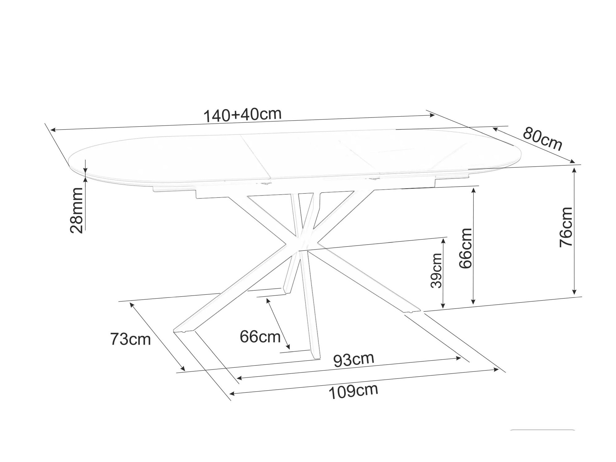 Table Detroit 862 (Black marble)