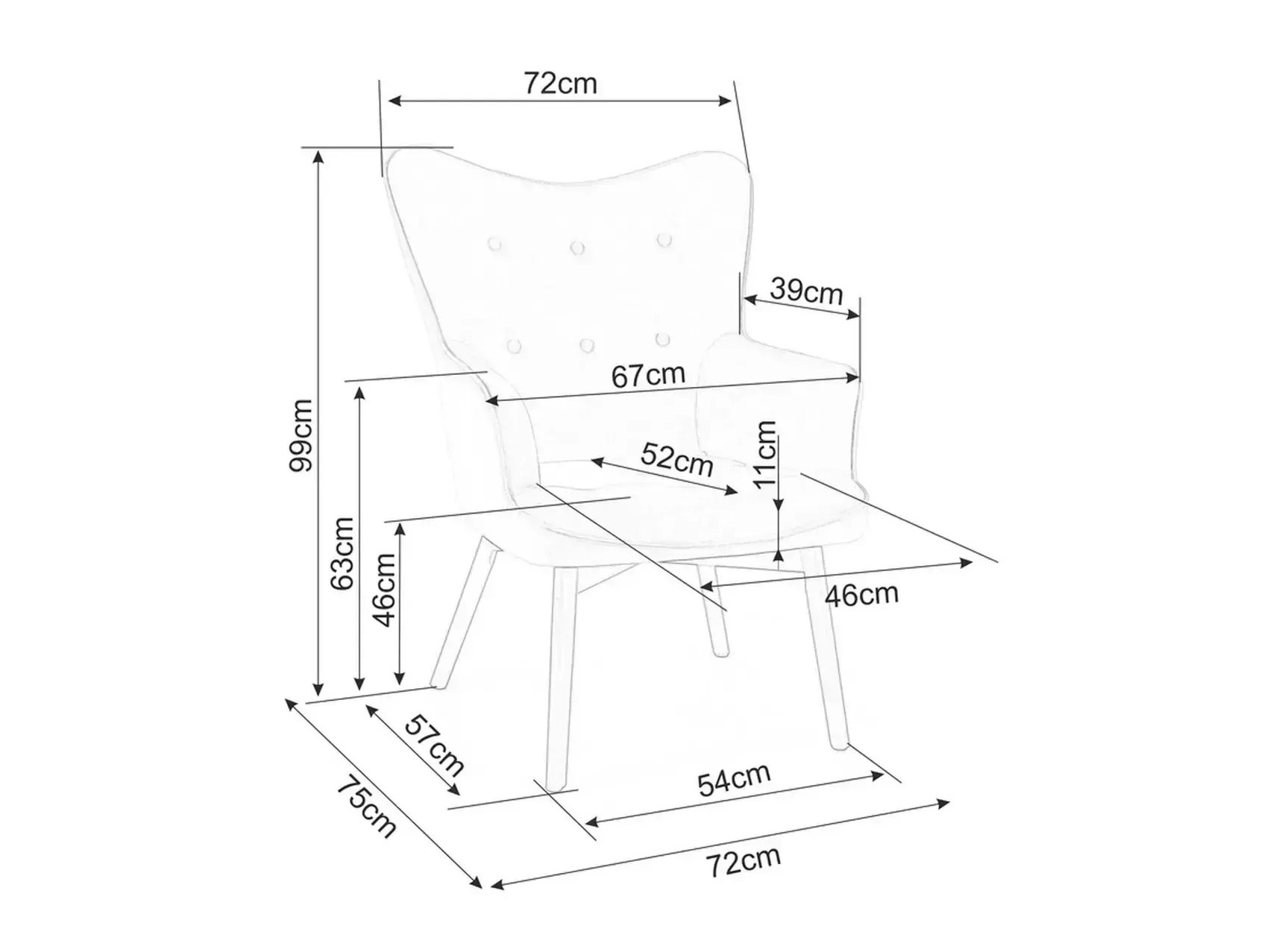 Armchair Detroit 864 (Raven 30)
