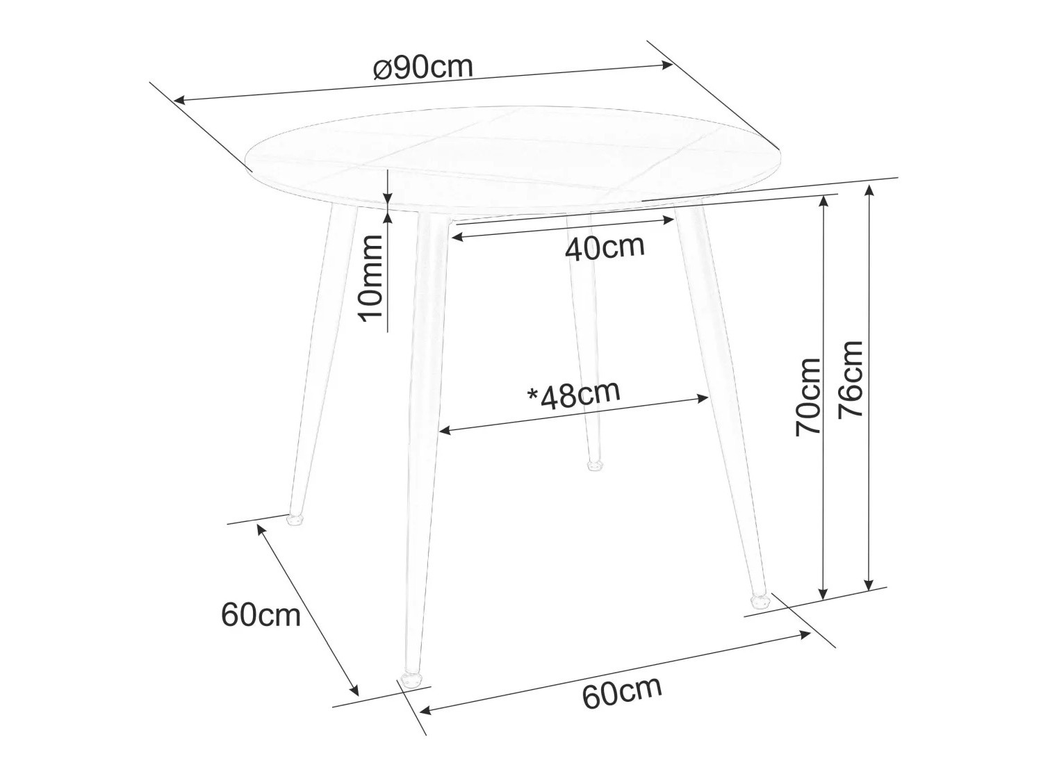 Table Detroit 871 (Black marble + Black)
