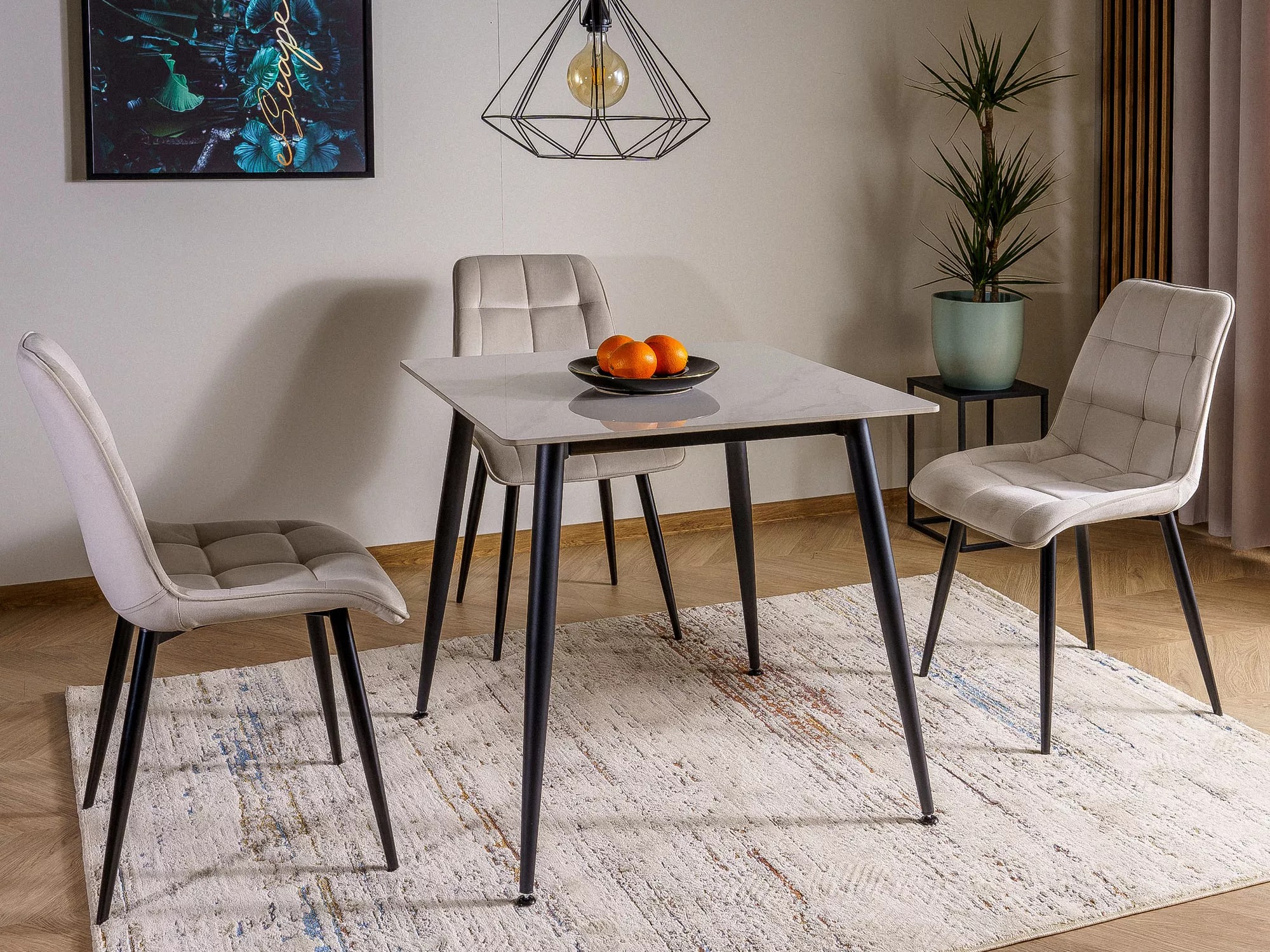 Table Detroit 876 (White marble + Black)