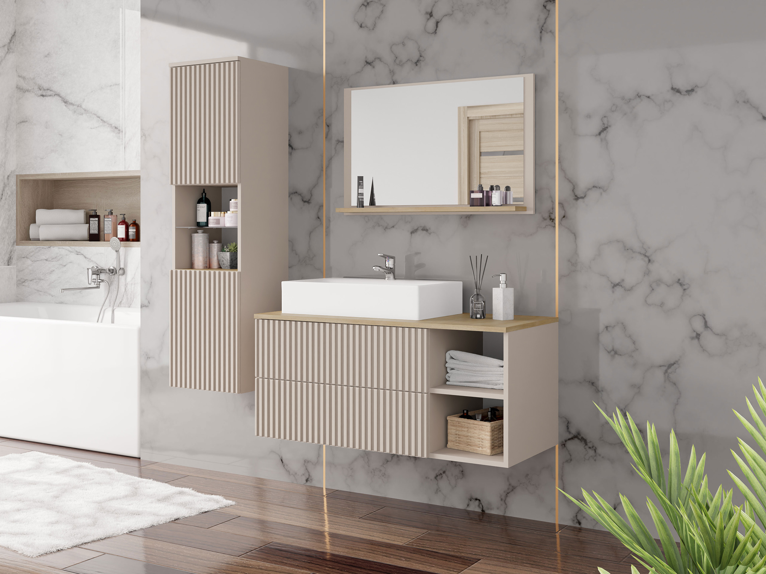 Bathroom set Nauta I (Cashmere + Oak)