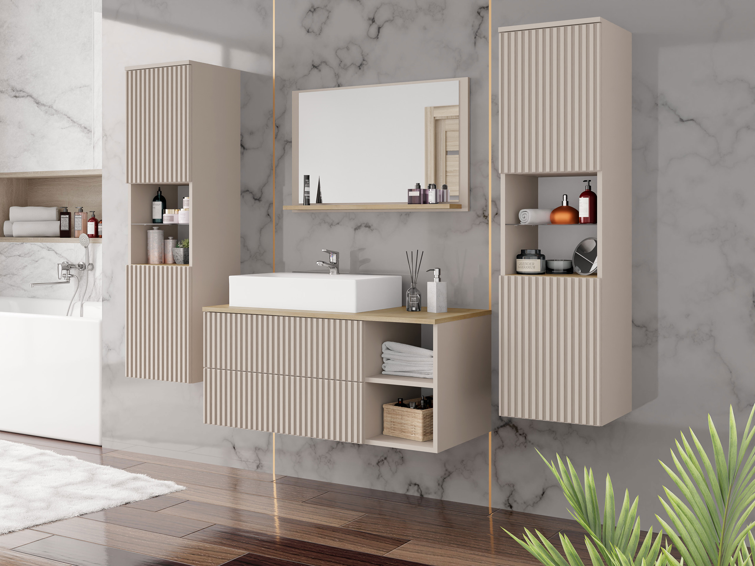 Bathroom set Nauta II (Cashmere + Oak)