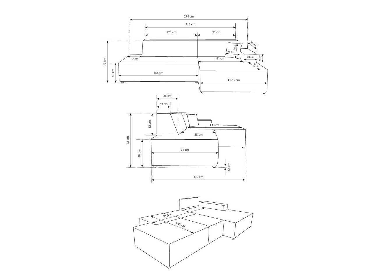 Corner sofa Kingston 187 (Dunbar 35)