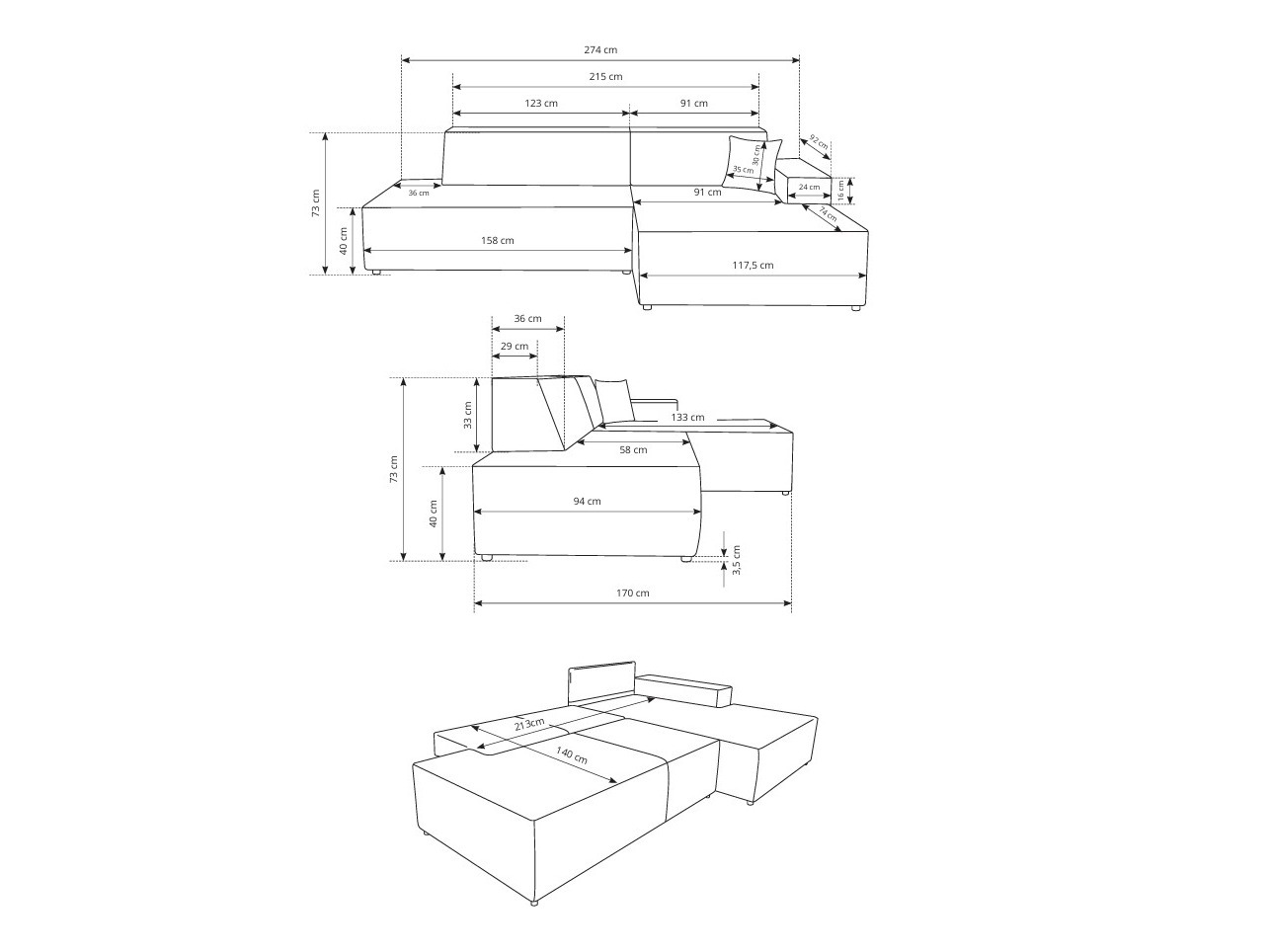 Corner sofa Kingston 187 (Tilia 01)