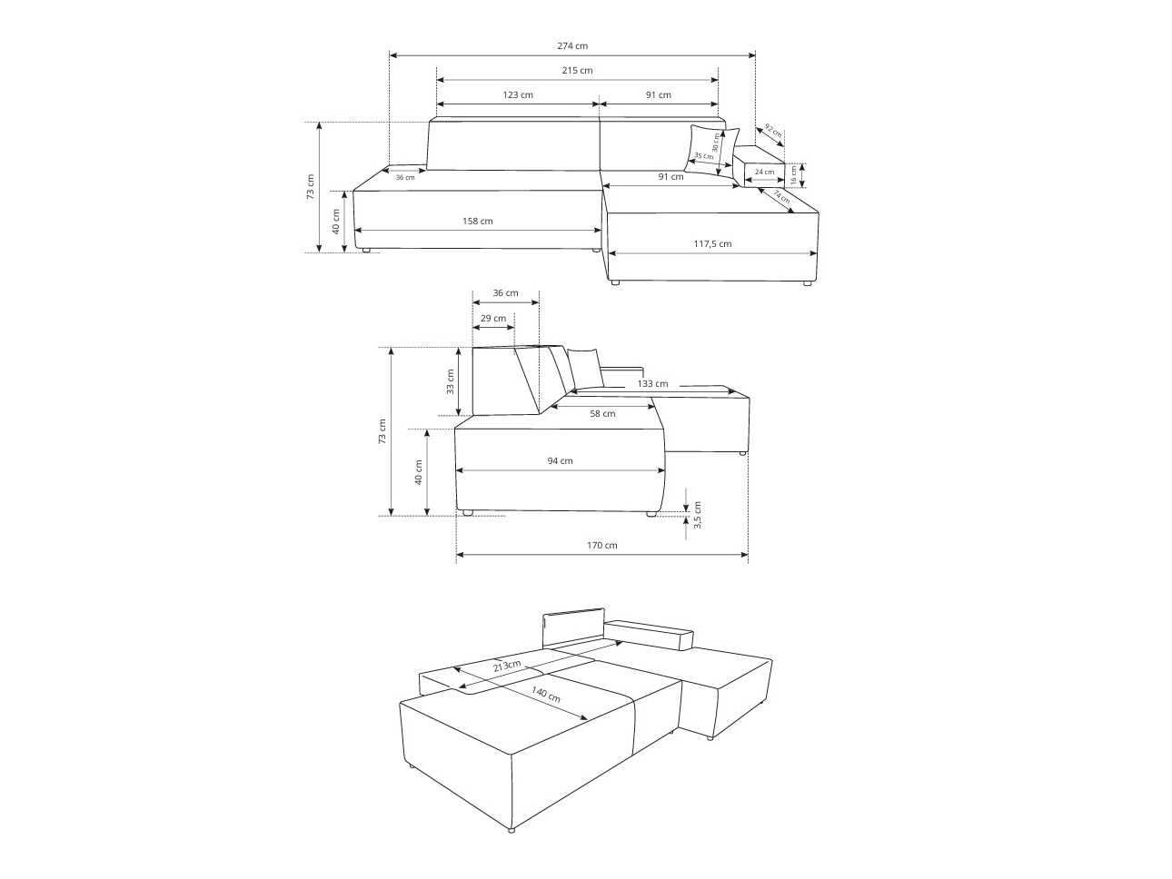 Corner sofa Kingston 187 (Tilia 03)