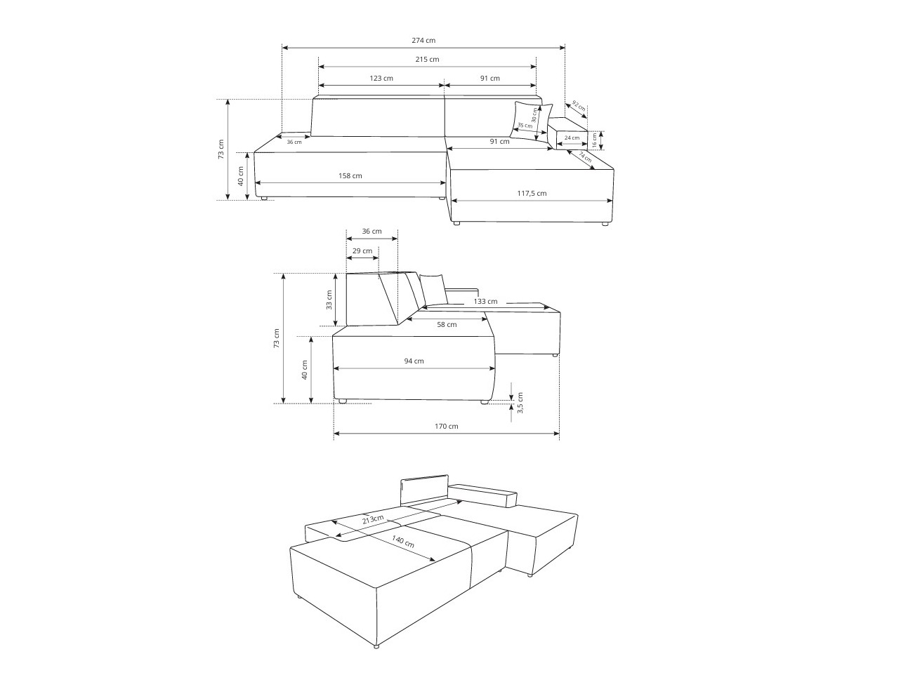 Corner sofa Kingston 187 (Tilia 03)