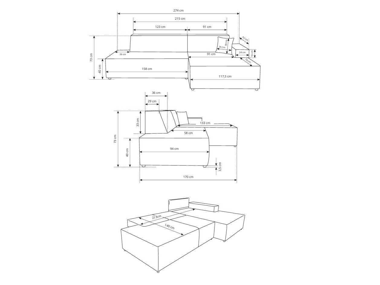 Corner sofa Kingston 187 (Tilia 11)