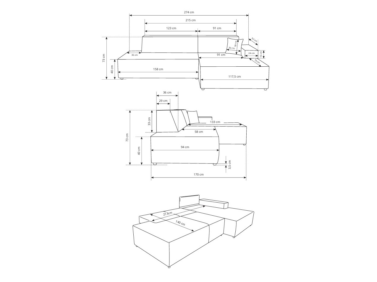Corner sofa Kingston 187 (Dunbar 45)