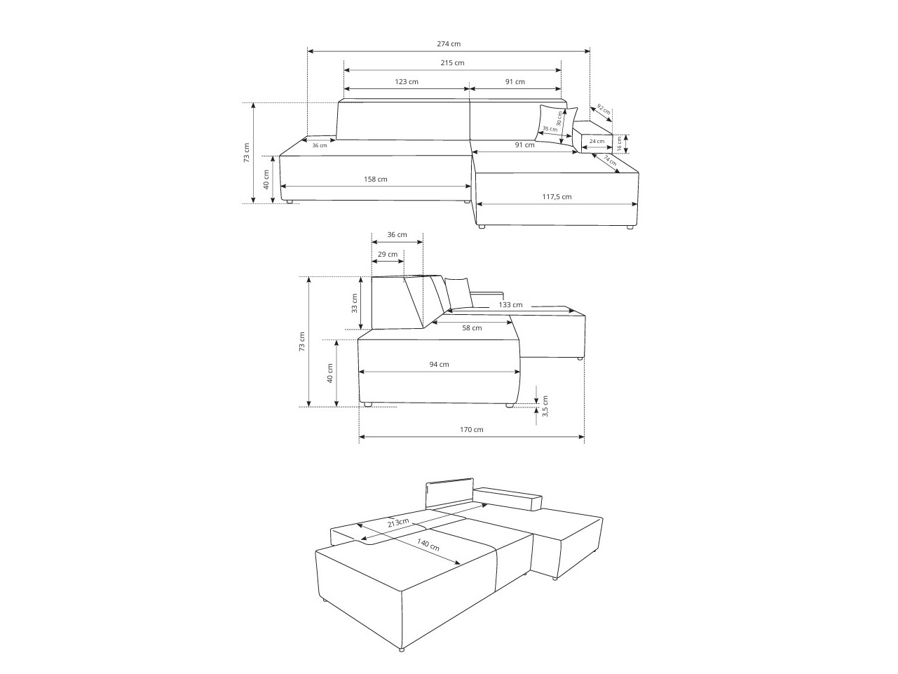 Corner sofa Kingston 187 (Dunbar 75)