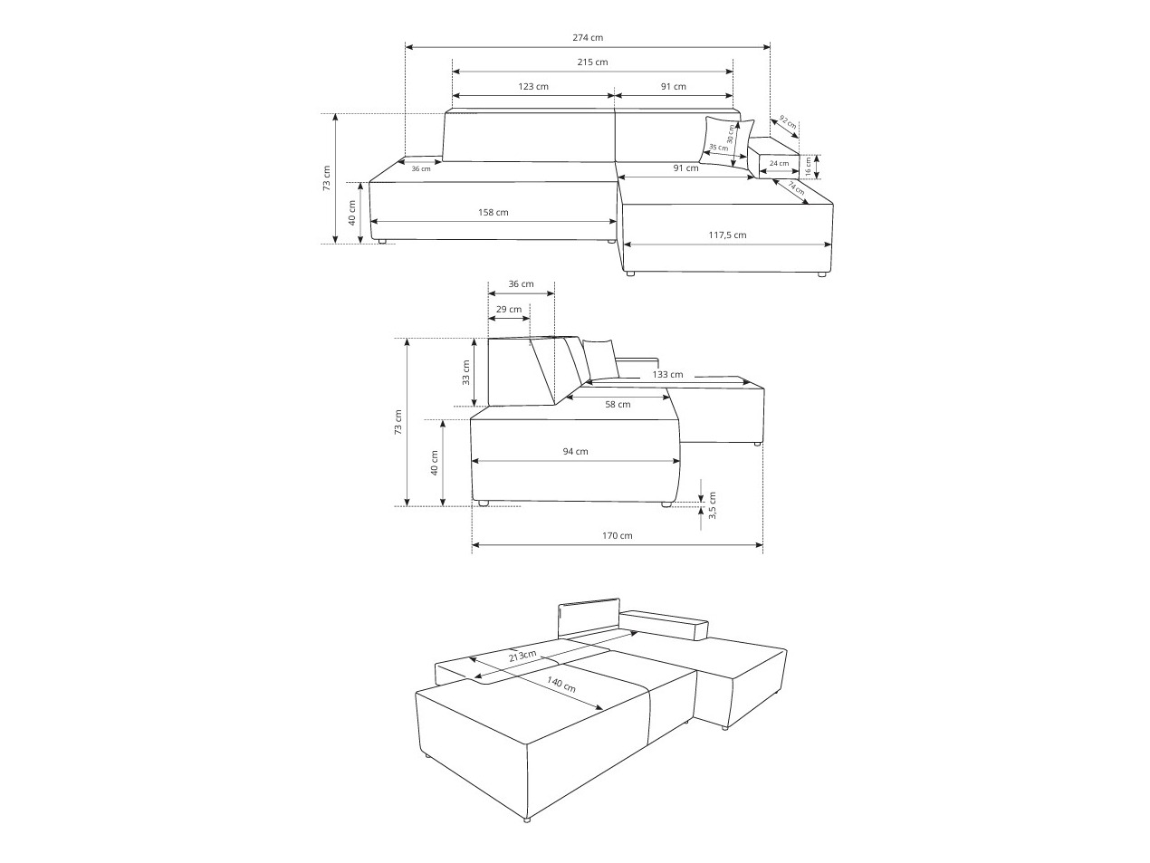 Corner sofa Kingston 187 (Dunbar 75)