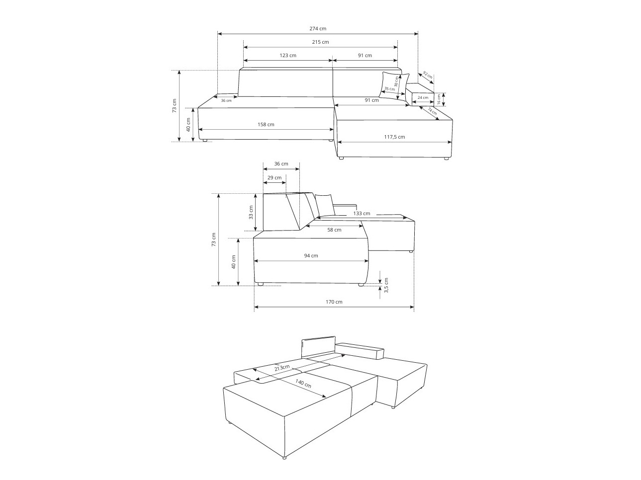 Corner sofa Kingston 187 (Dunbar 80)