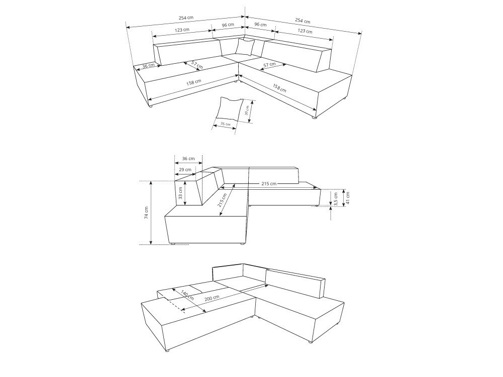 Corner sofa Kingston 188 (Tilia 01)