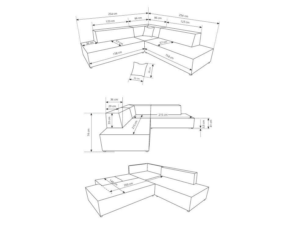 Corner sofa Kingston 188 (Tilia 03)
