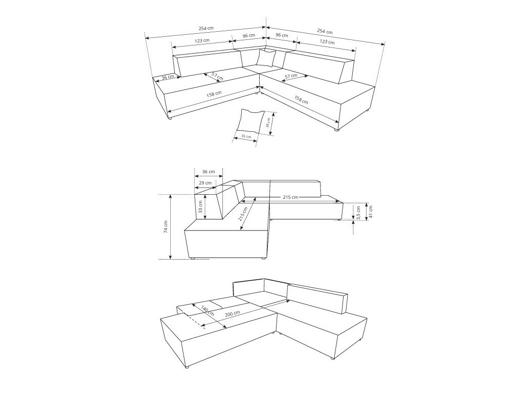 Corner sofa Kingston 188 (Tilia 03)